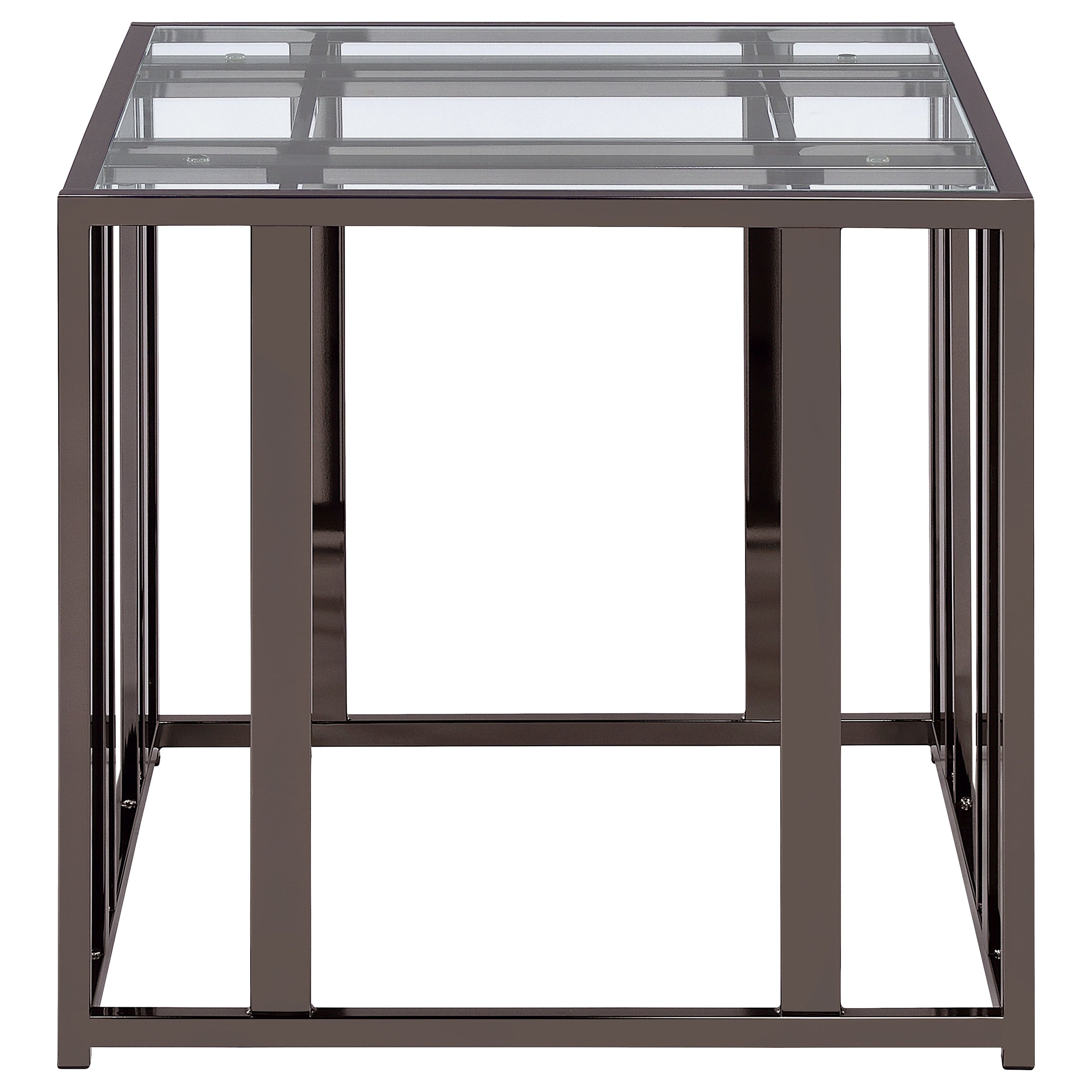 Adri Rectangular Glass Top Side End Table Black Nickel — view 9
