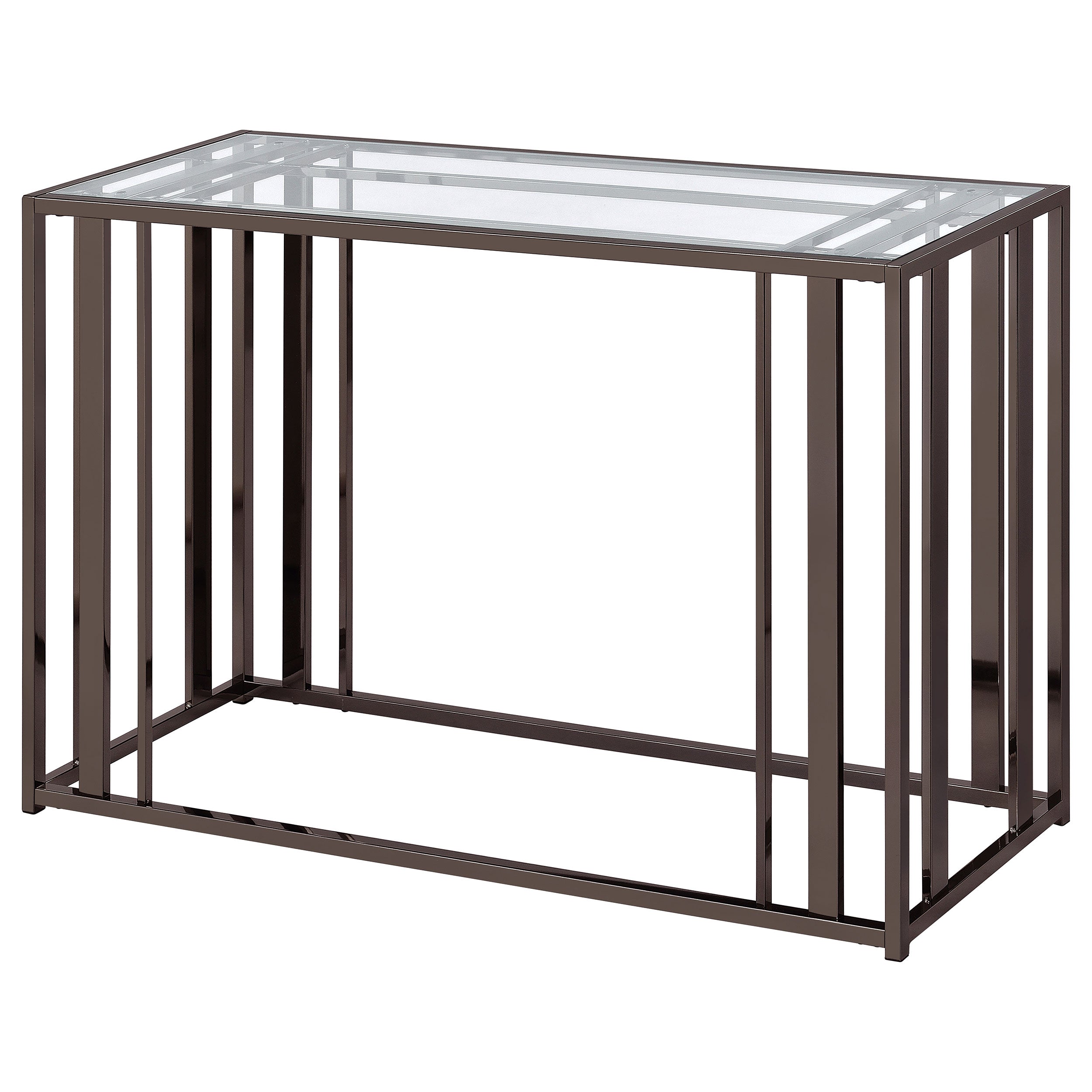 Adri Glass Top Entryway Console Table Black Nickel — view 4