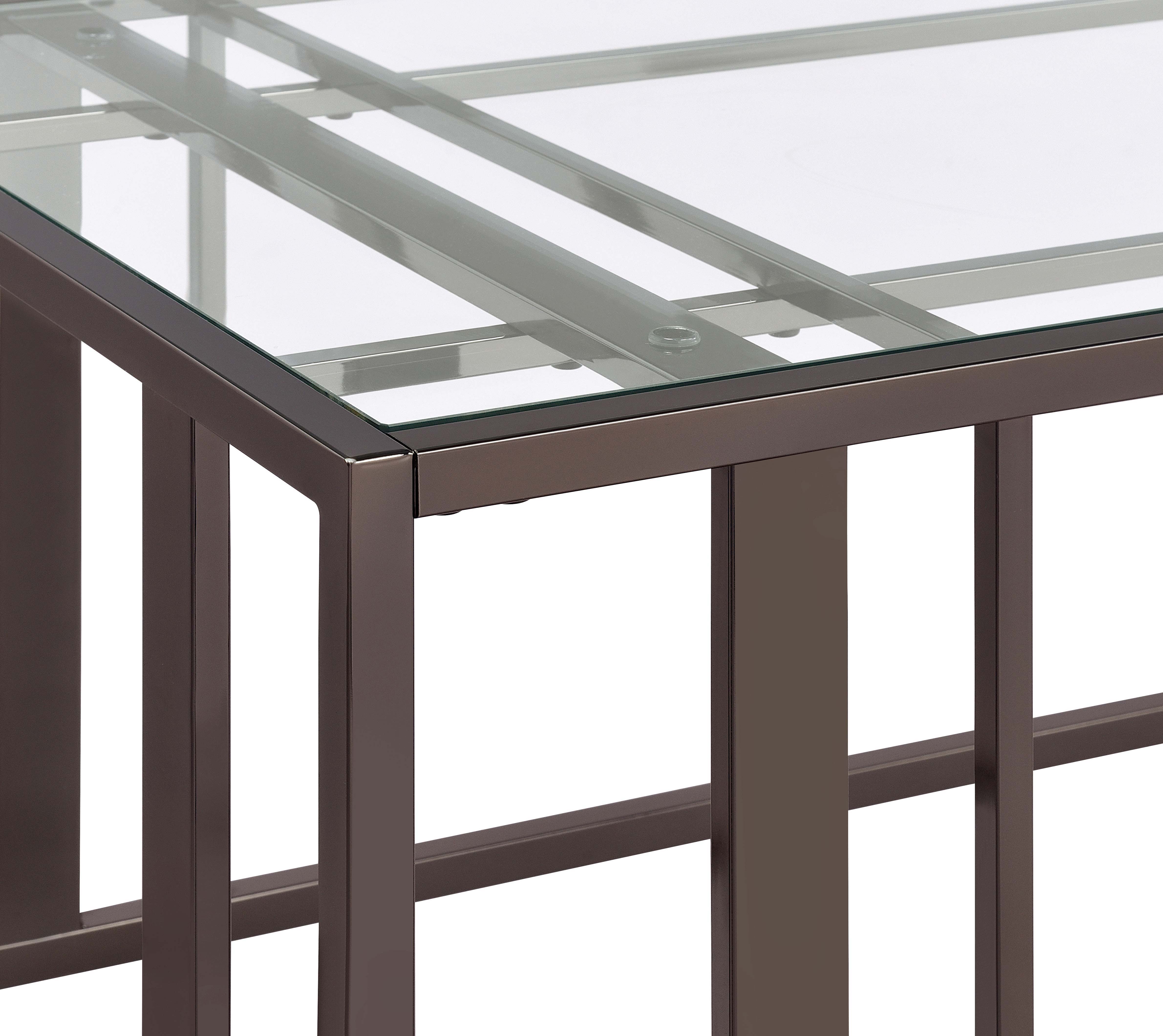 Adri Glass Top Entryway Console Table Black Nickel — view 10