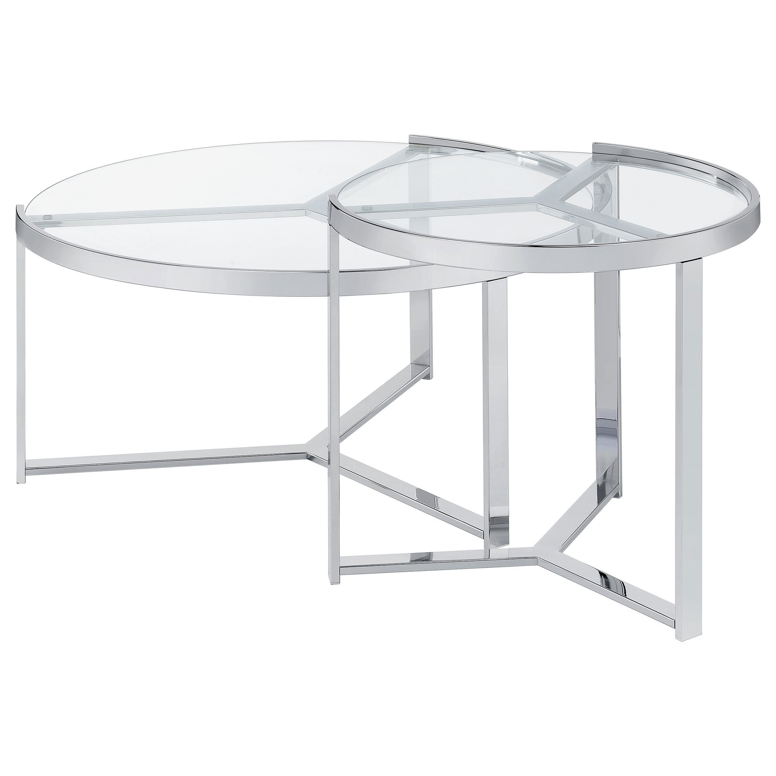 Delia 2-Piece Round Glass Top Nesting Coffee Table Chrome — view 6