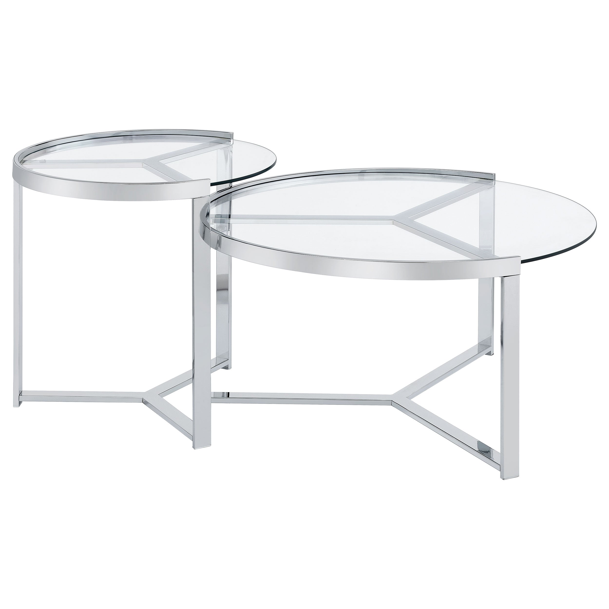 Delia 2-Piece Round Glass Top Nesting Coffee Table Chrome — view 9