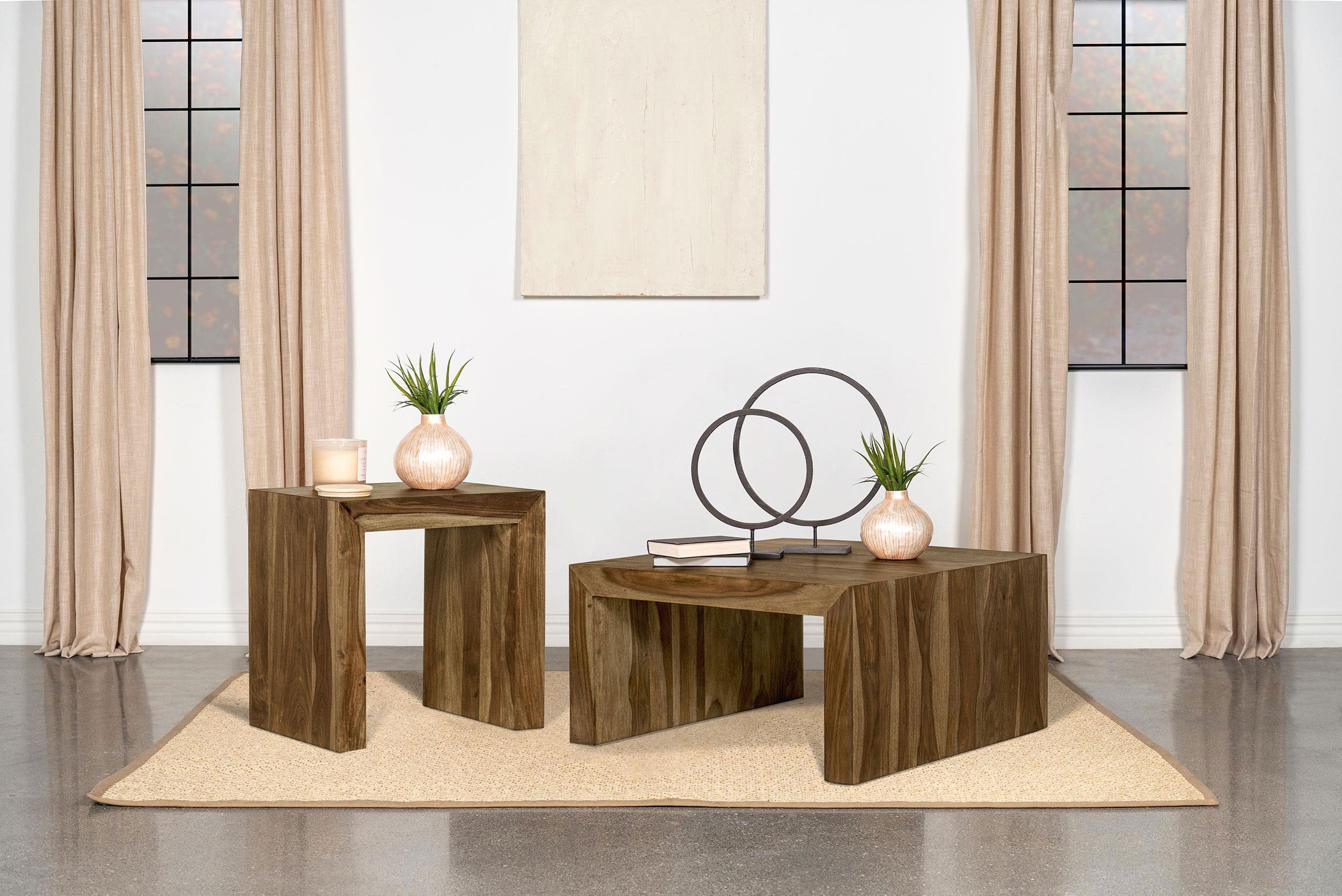 Odilia 2-piece Solid Wood Coffee and End Table Set Auburn — view 1