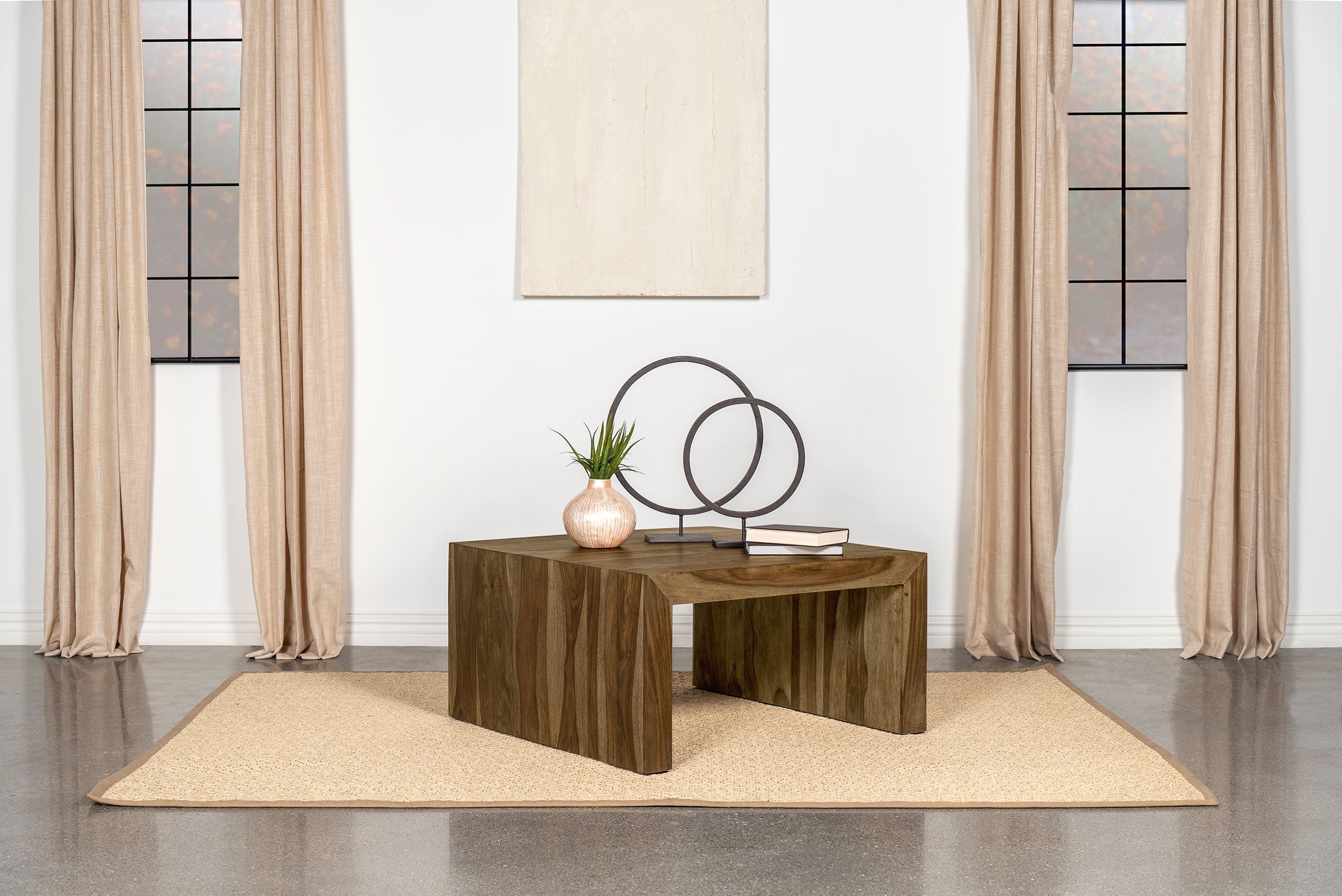 Odilia Square Solid Wood Coffee Table Auburn — view 2