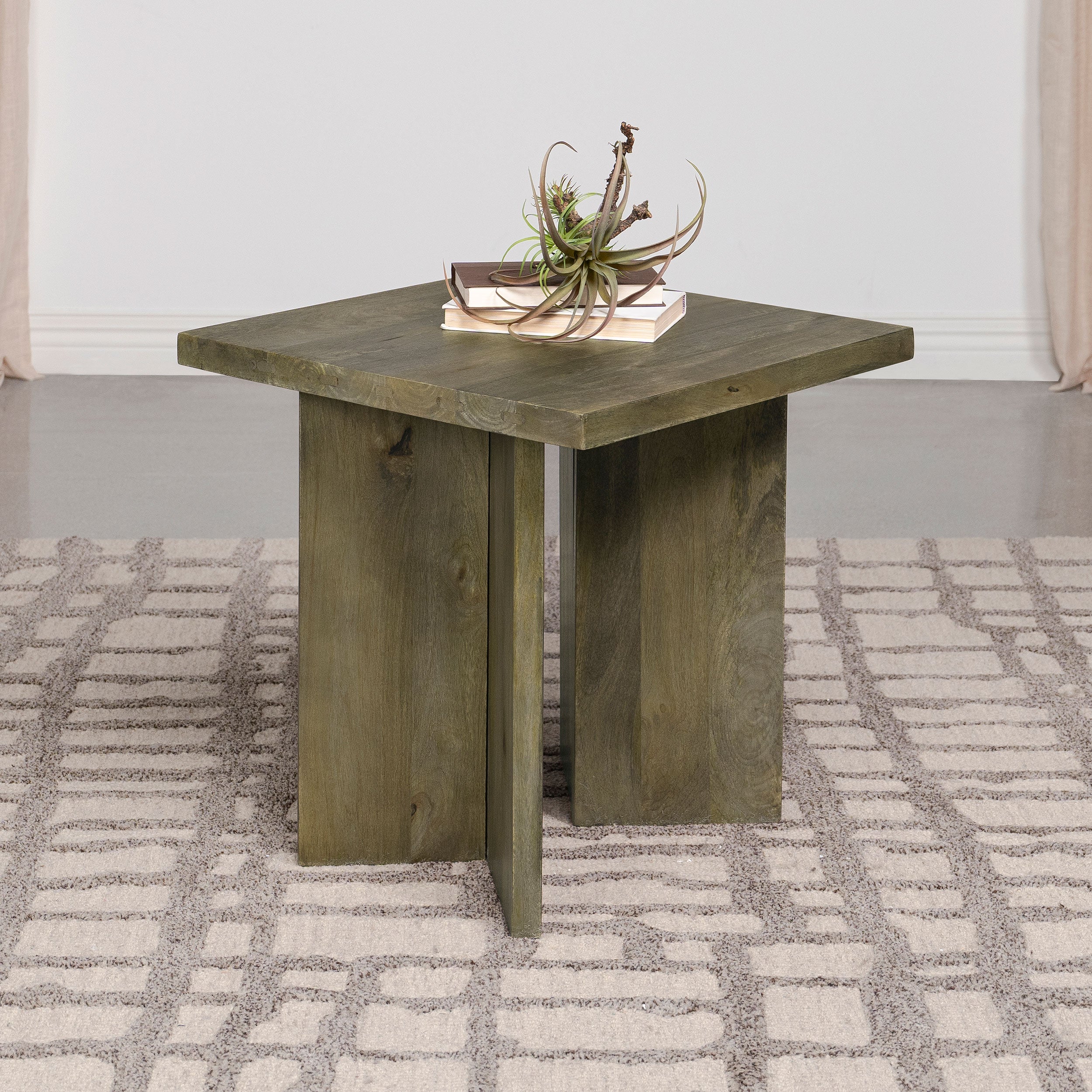 Andando Square Solid Wood End Table Mango Brown — view 2