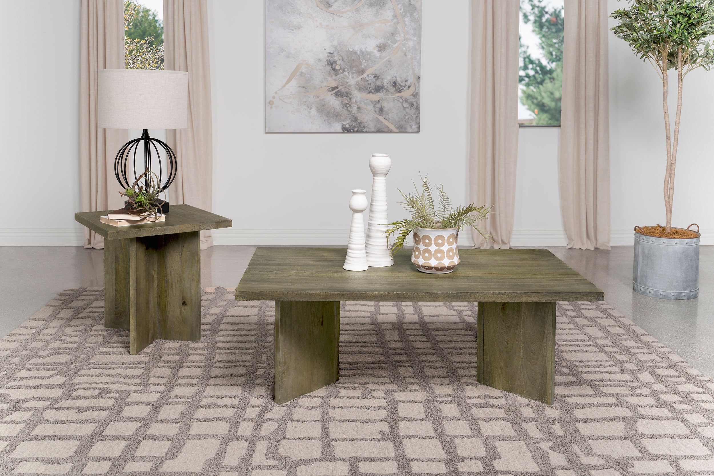 Andando 2-piece Coffee and End Table Set Mango Brown — view 1