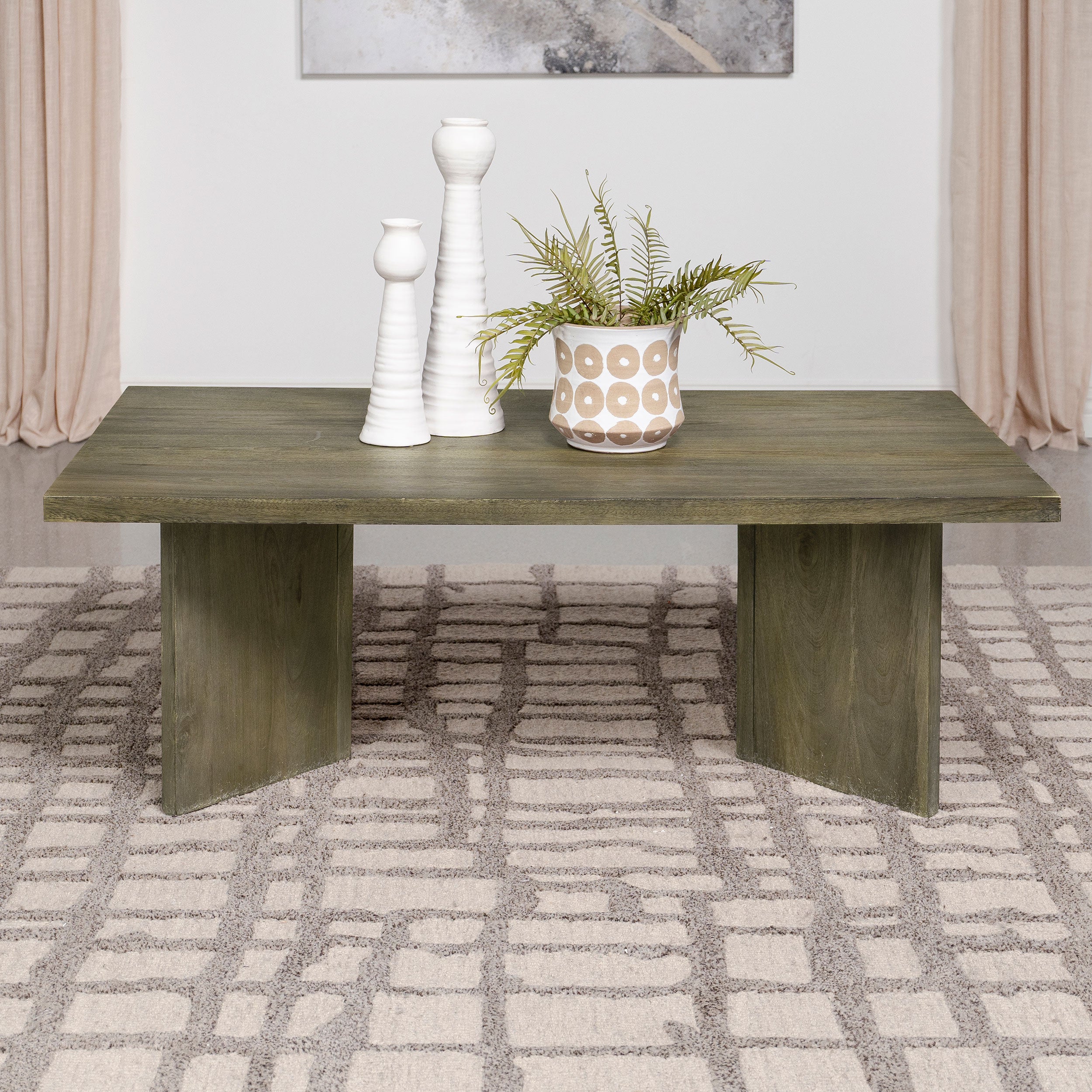 Andando Rectangular Solid Wood Coffee Table Mango Brown — view 2
