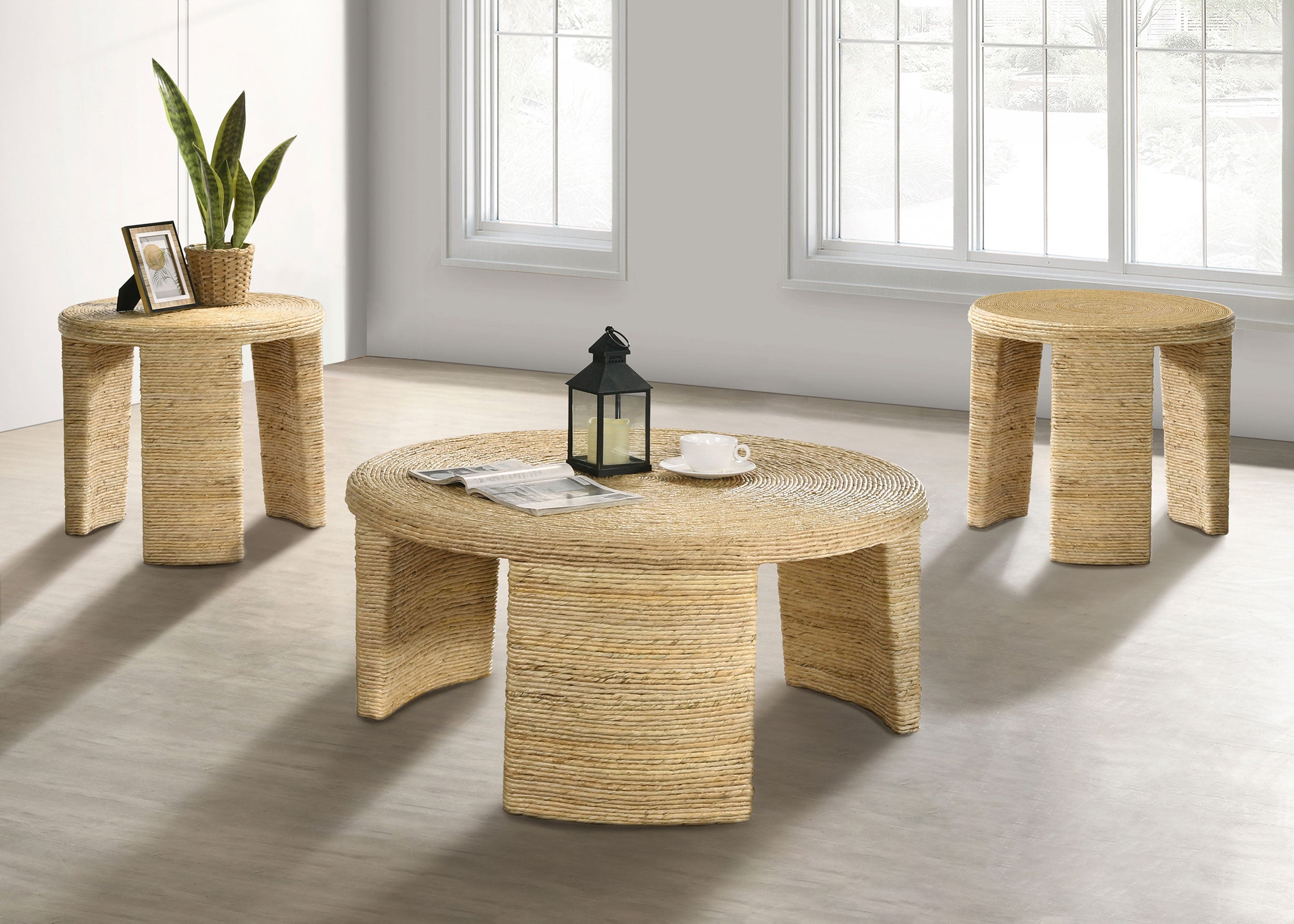 Artina 3-piece Rattan Coffee and End Table Set Natural — view 1