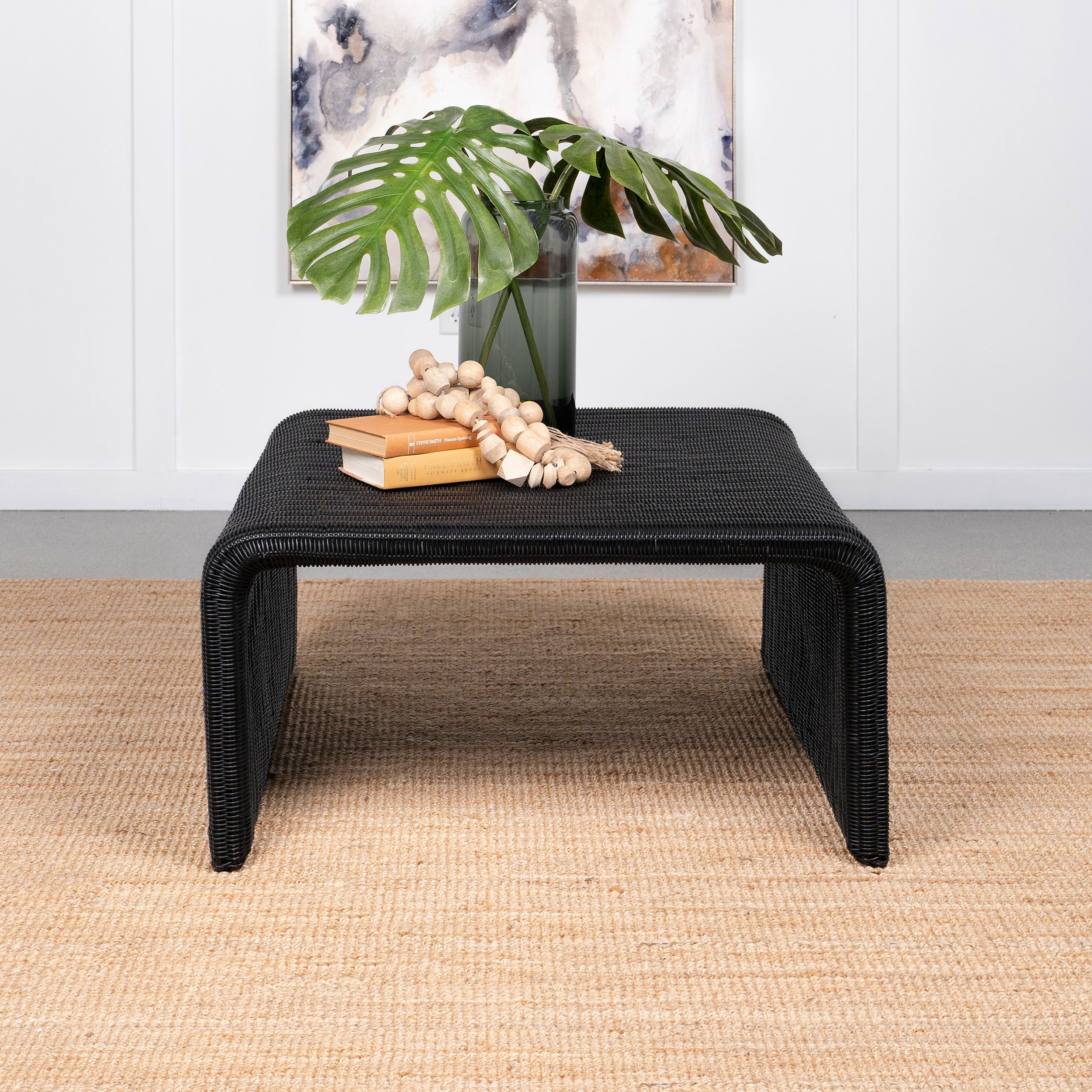 Cahya Woven Rattan Square Coffee Table Black — view 2