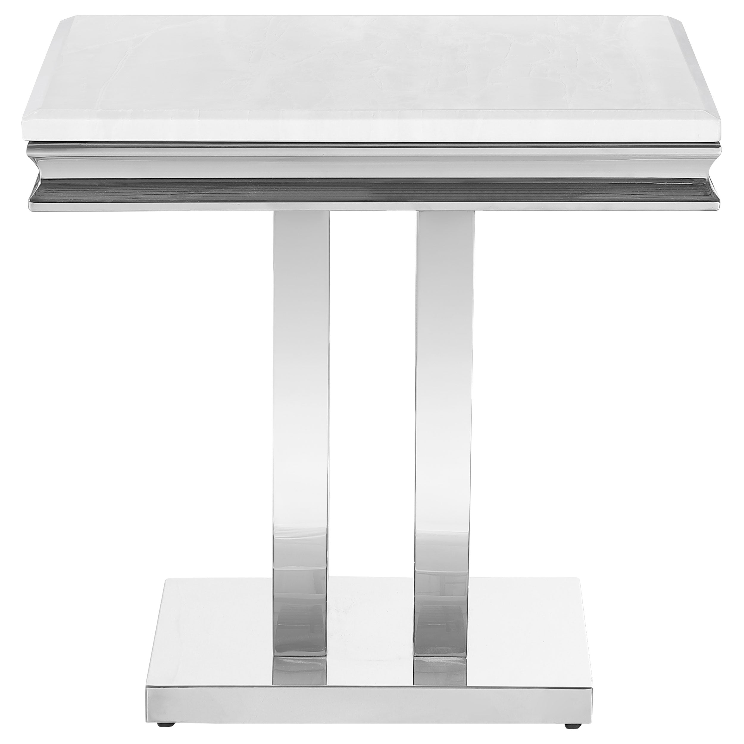 Kerwin Square Stone Top End Table White and Chrome — view 4