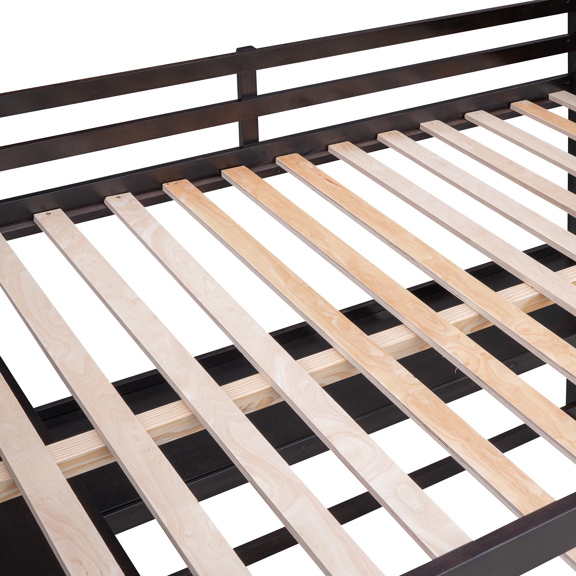 Full size Loft Bed with Drawers and Desk, Wooden Loft Bed with Shelves - Espresso(OLD SKU:LT001529AAP) - Atlantic Fine Furniture Melbourne FL