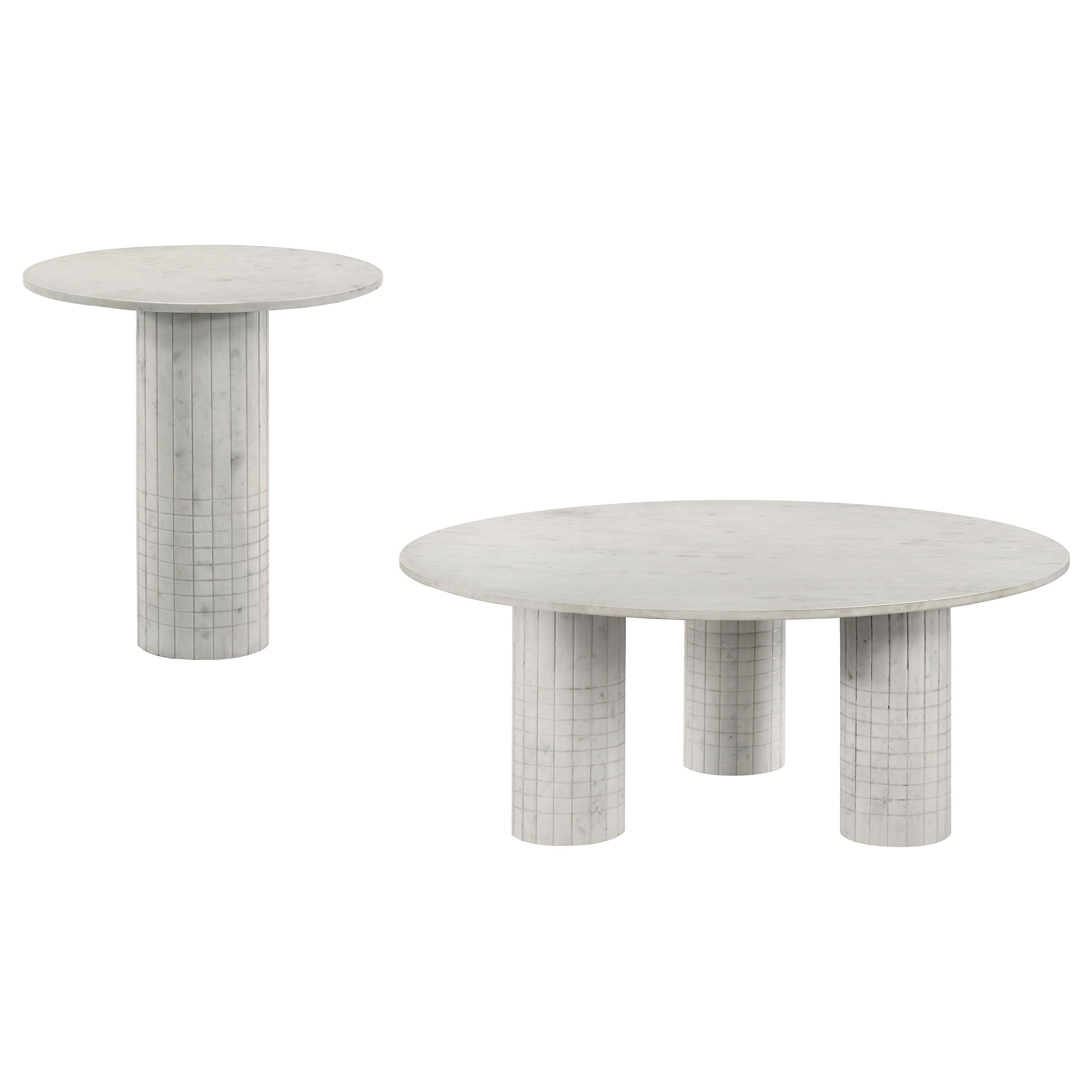 Astoria 2-piece Marble Coffee and End Table Set White — view 2