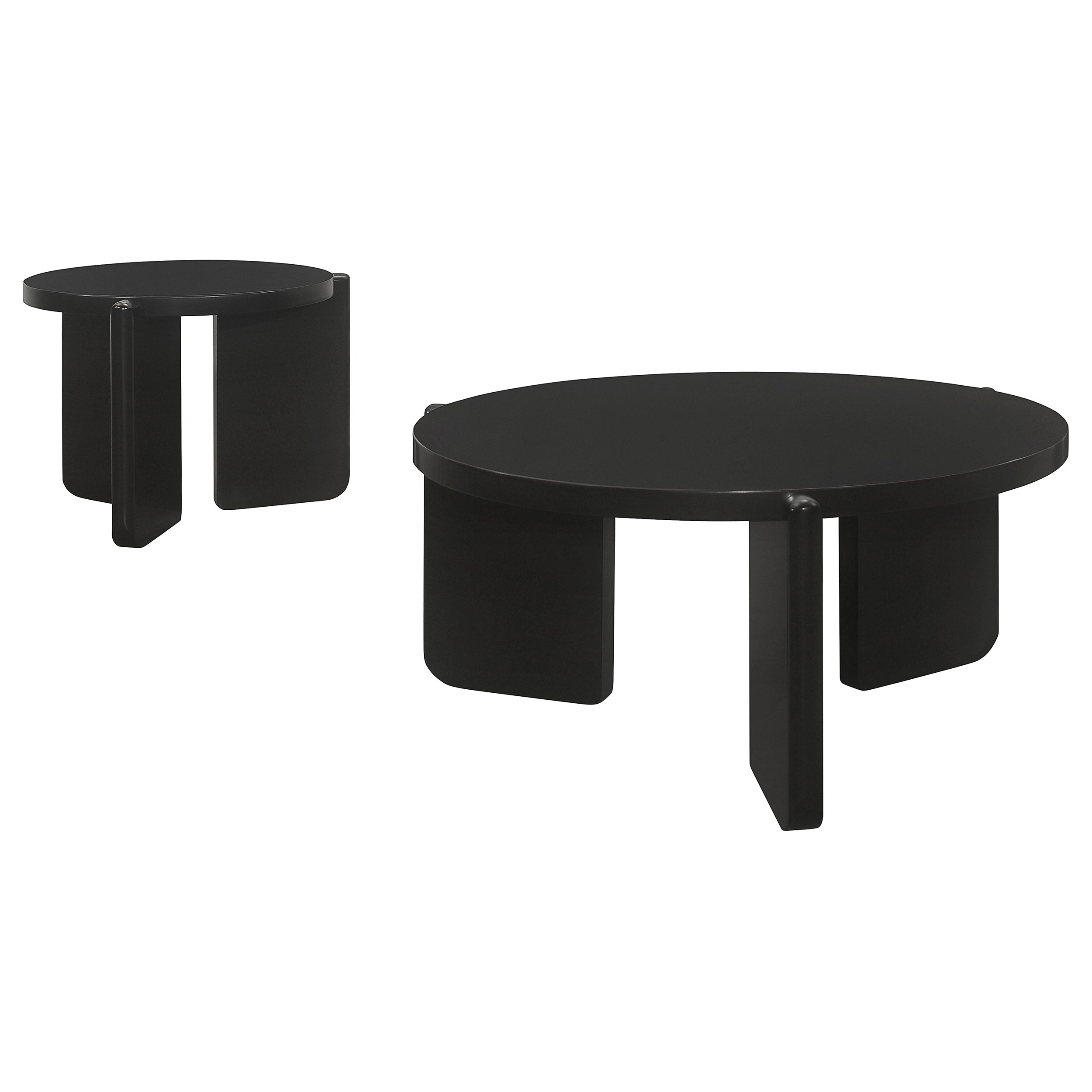 Cordova 2-piece Solid Wood Coffee and End Table Set Black — view 2