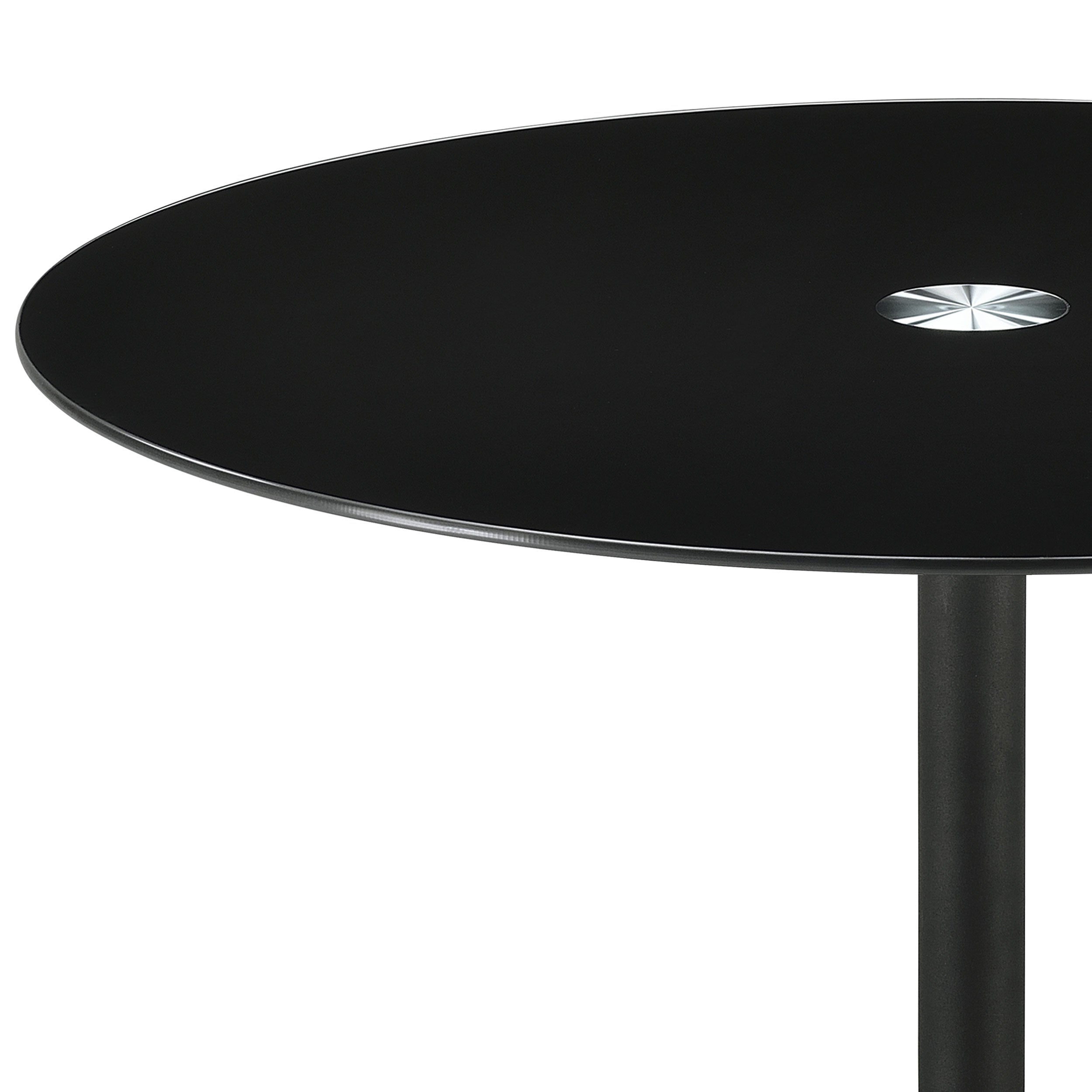 Ganso Round Metal End Table With Tempered Glass Top Black — view 3