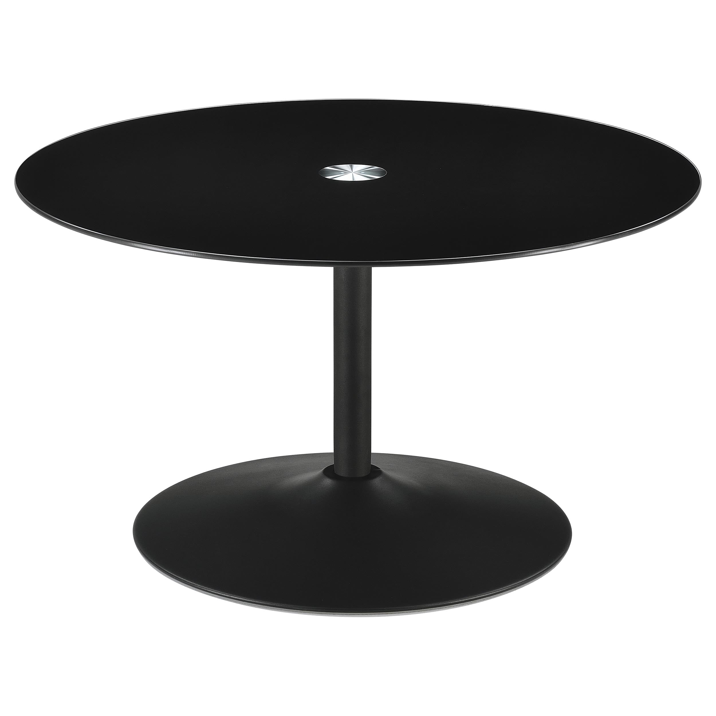 Ganso 2-piece Round Glass Top Coffee and End Table Set Black — view 4