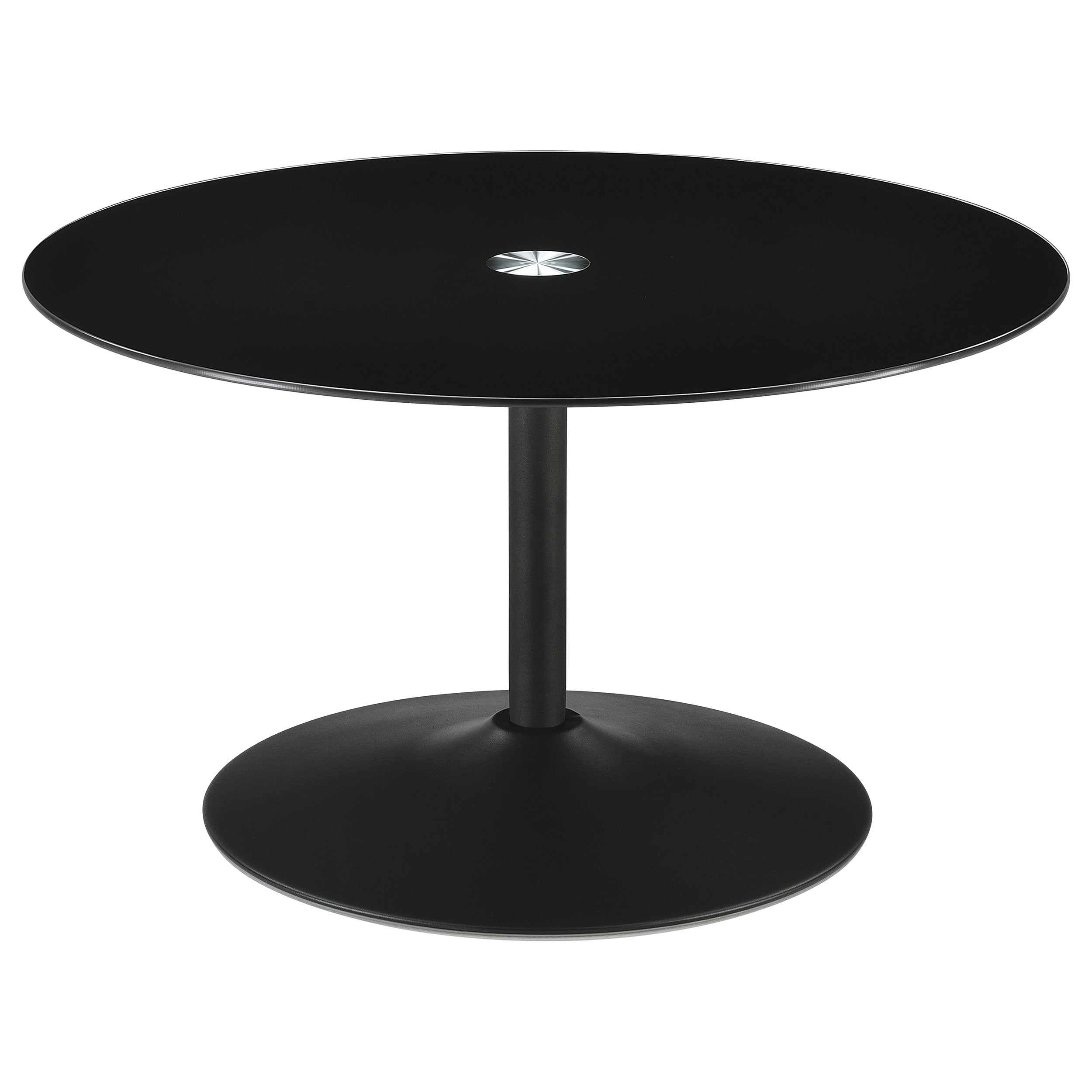 Ganso Round Metal Coffee Table With Tempered Glass Top Black — view 1