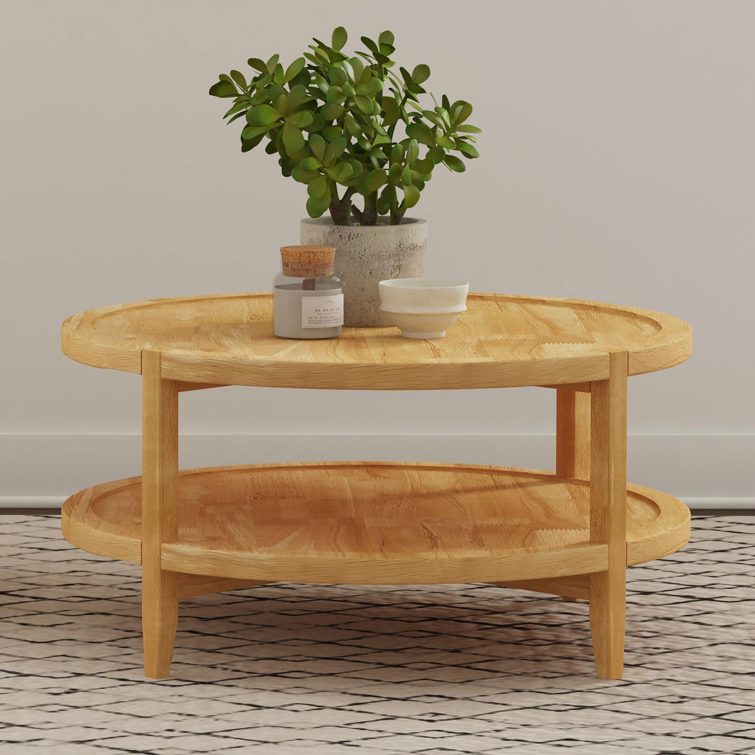 Camillo Round Solid Wood Coffee Table Maple Brown — view 2