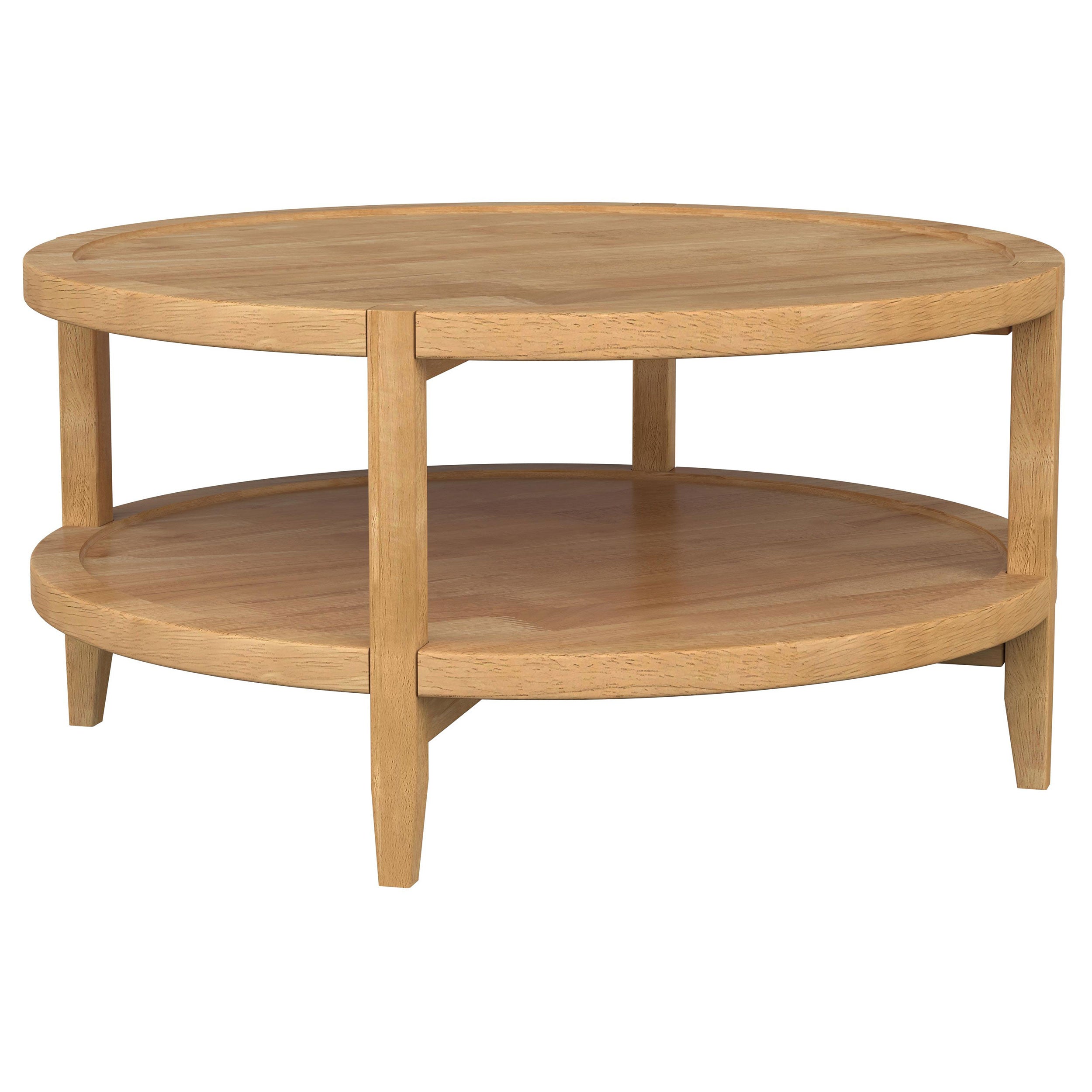 Camillo Round Solid Wood Coffee Table Maple Brown — view 1
