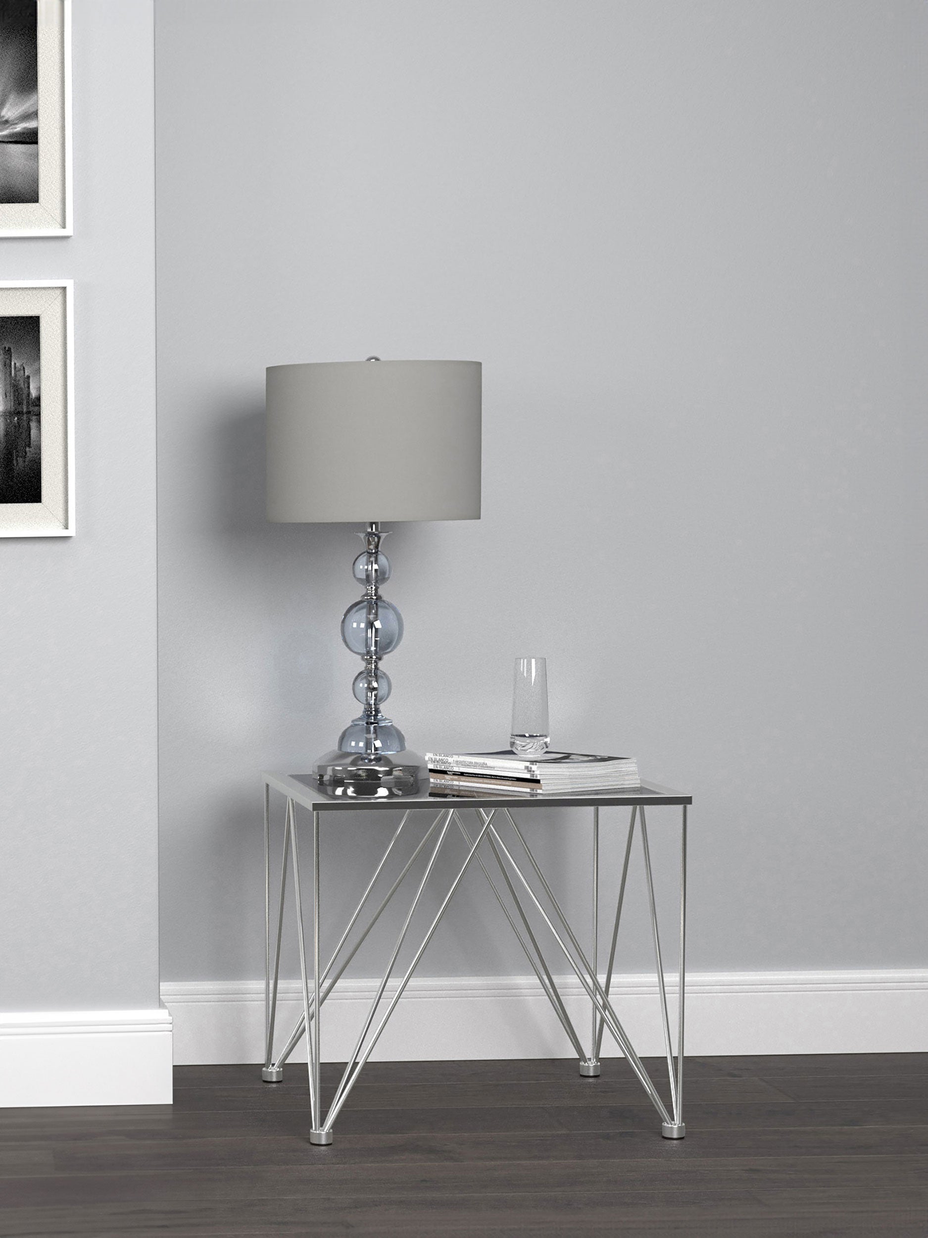 Chalet Square Smoked Glass Top End Table Chrome — view 2