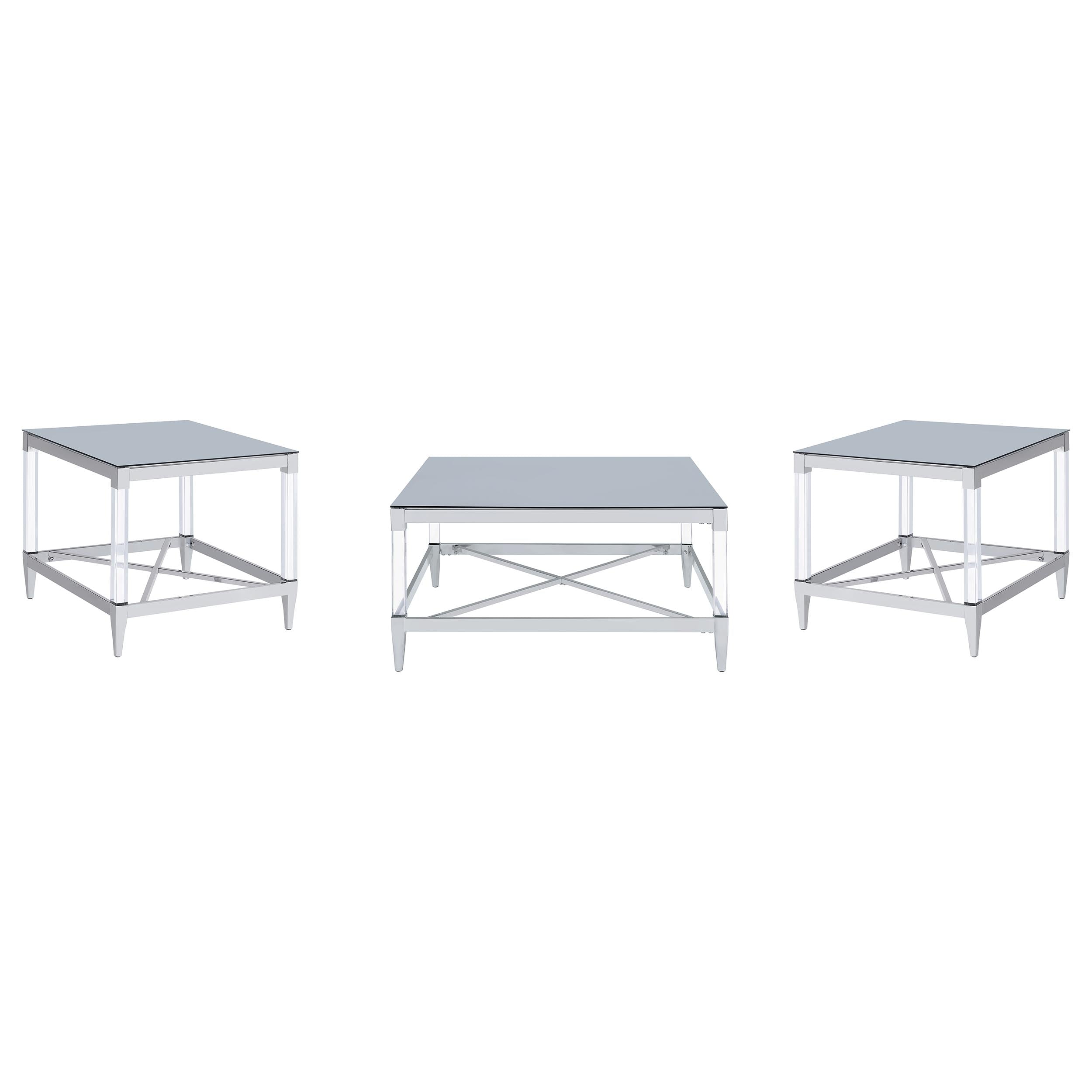 Lindley 3-piece Square Coffee and End Table Set Chrome — view 2