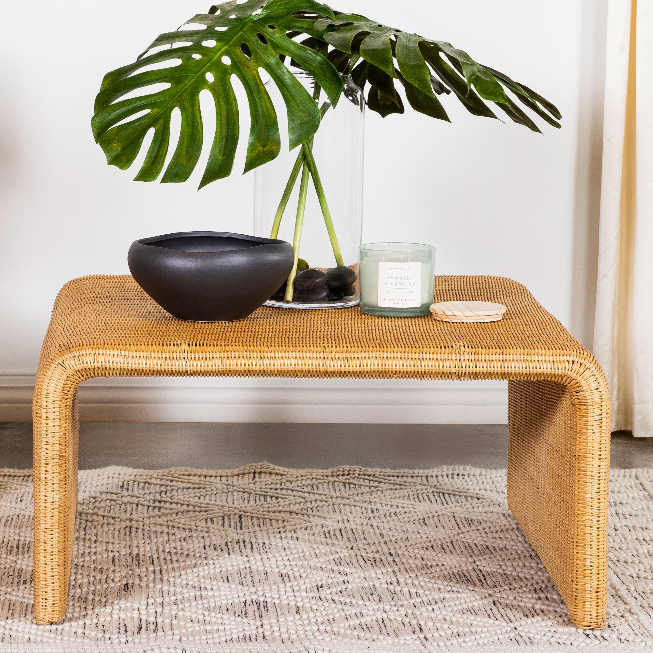 Cahya Square Woven Rattan Coffee Table Natural — view 2