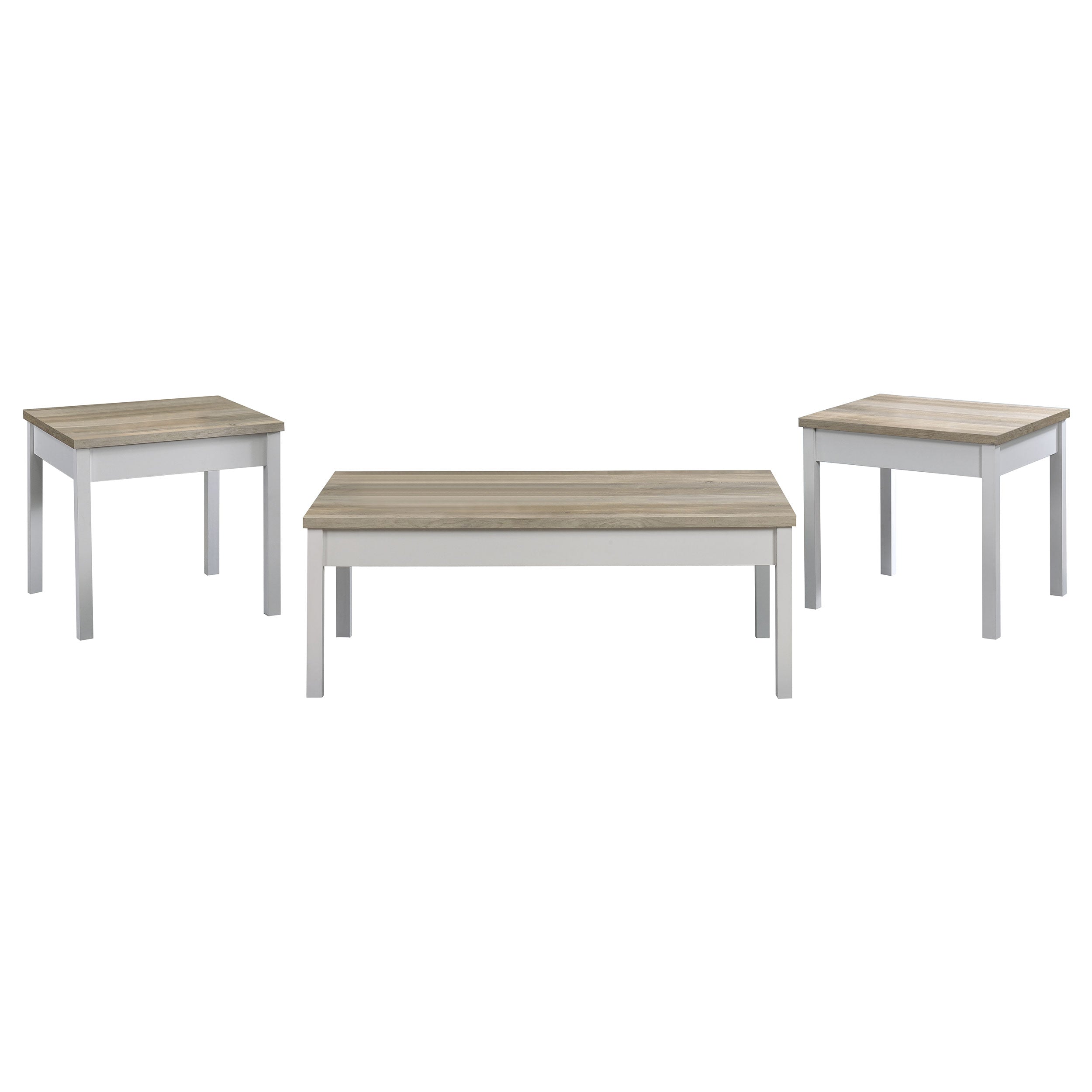 Stacie 3-piece Coffee Table Set Distressed Pine and White — view 2