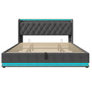 Upholstered Bed, 360 Surround LED Function, Remote Control, Hydraulic Storage Bed With USB, Type-C Charging (Without Mattress)