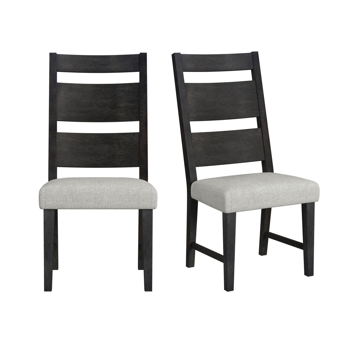 Jemma Wood Back Dining Side Chair (Set of 2) in Dark Espresso / Beige Linen by Elements International