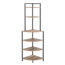 6 Tier Corner Open Shelf Modern Bookcase Wood Rack Freestanding Shelving Unit, Plant Album Trinket Sturdy Stand Small Bookshelf Space-Saving For Living Room Home Office Kitchen Small Space - Rustic Brown