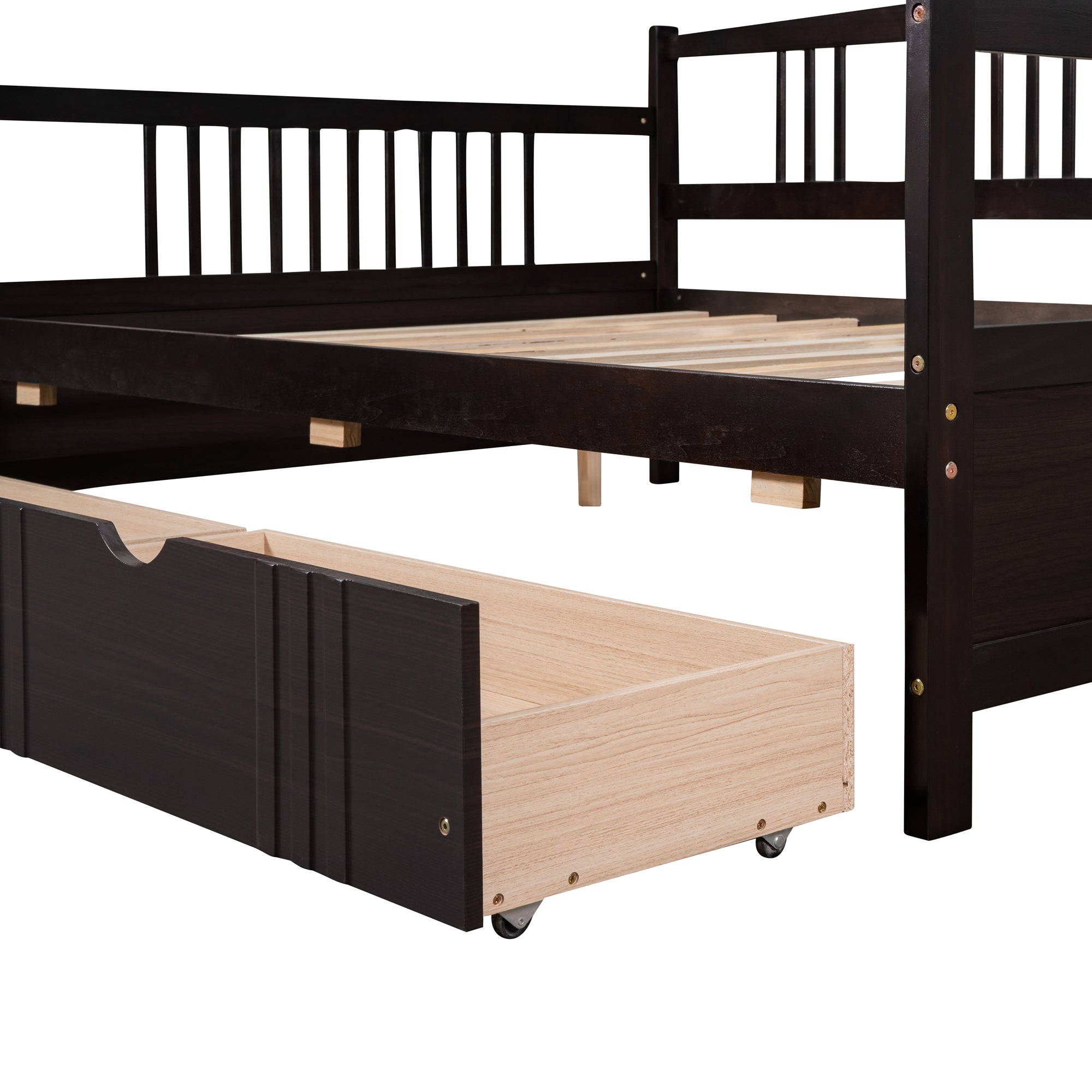 Full Size Daybed Wood Bed with Two Drawers,Espresso(OLD SKU:LP000058AAP)