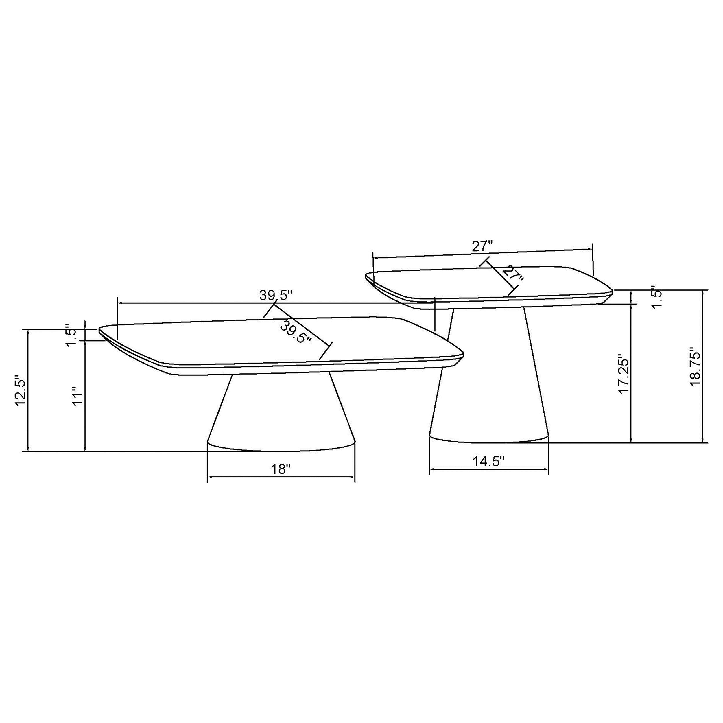Eason 2-piece Coffee Table Set Walnut and Black — view 10