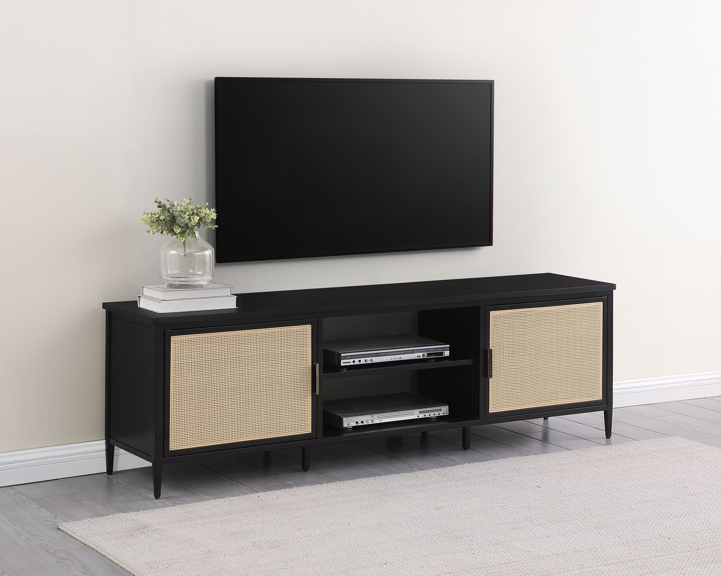 Amherst 2-door 70-inch Metal TV Stand Media Console Black — view 2