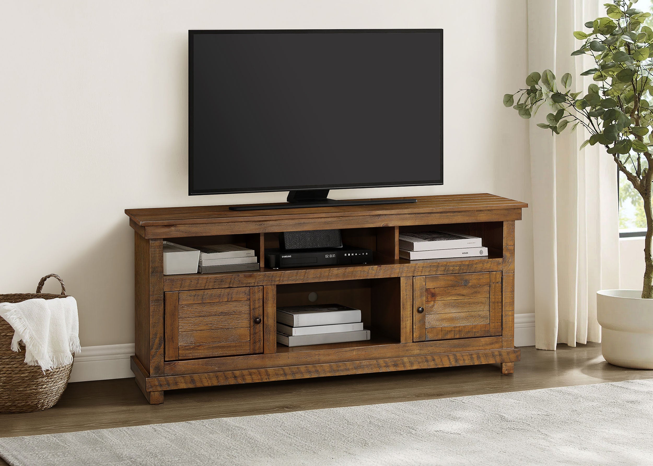 Payne 60-inch TV Stand Media Console Distressed Brown — view 2