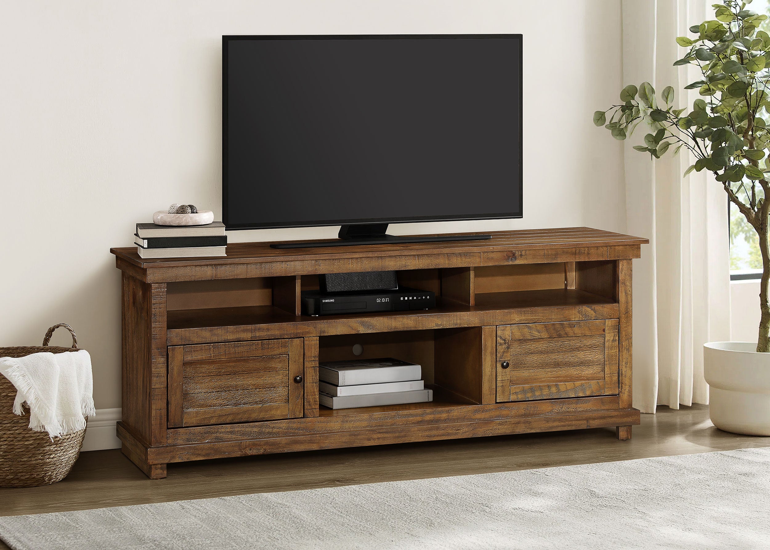 Payne 70-inch TV Stand Media Console Distressed Brown — view 2