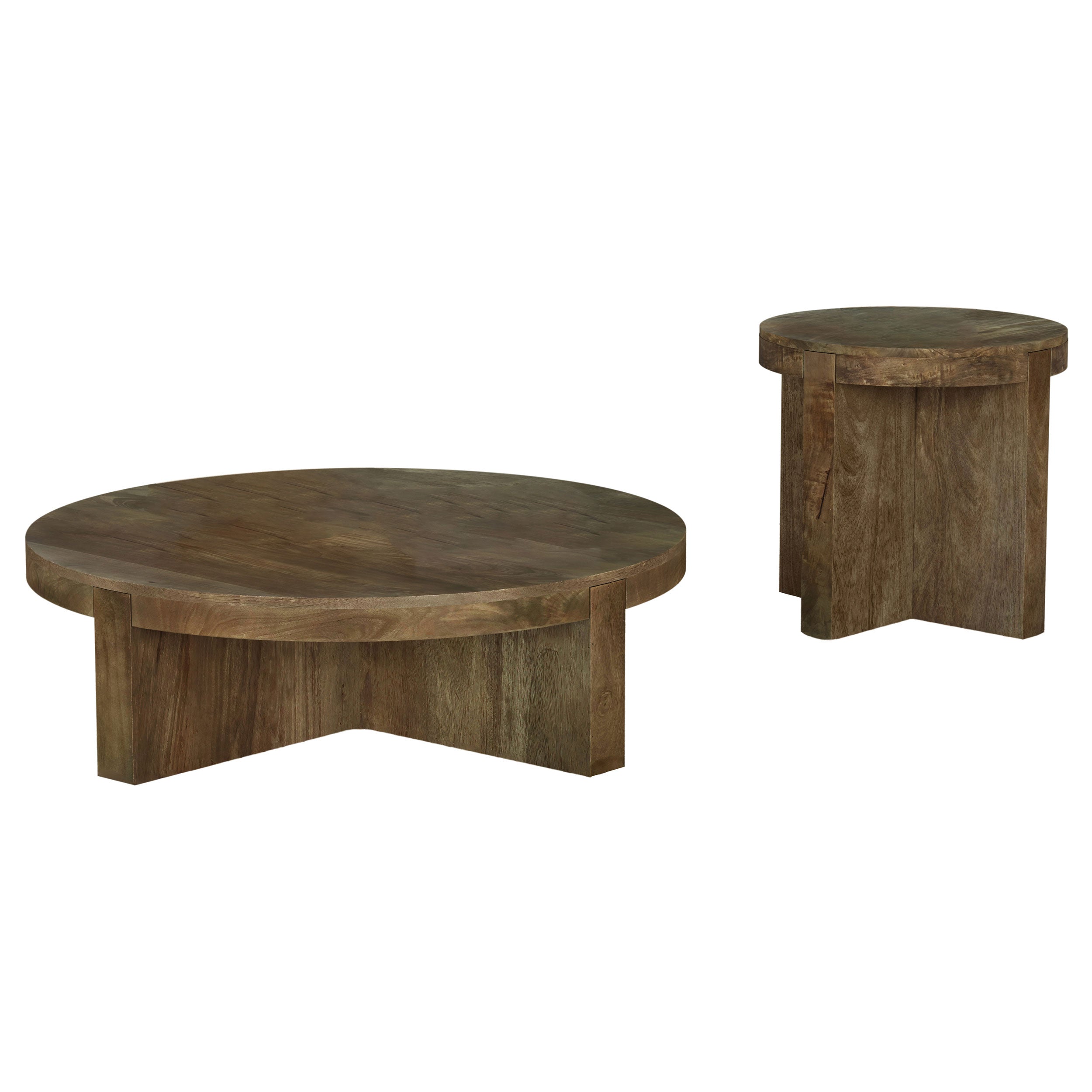 Kinkaid 2-piece Solid Wood Coffee and End Table Set Brown — view 2