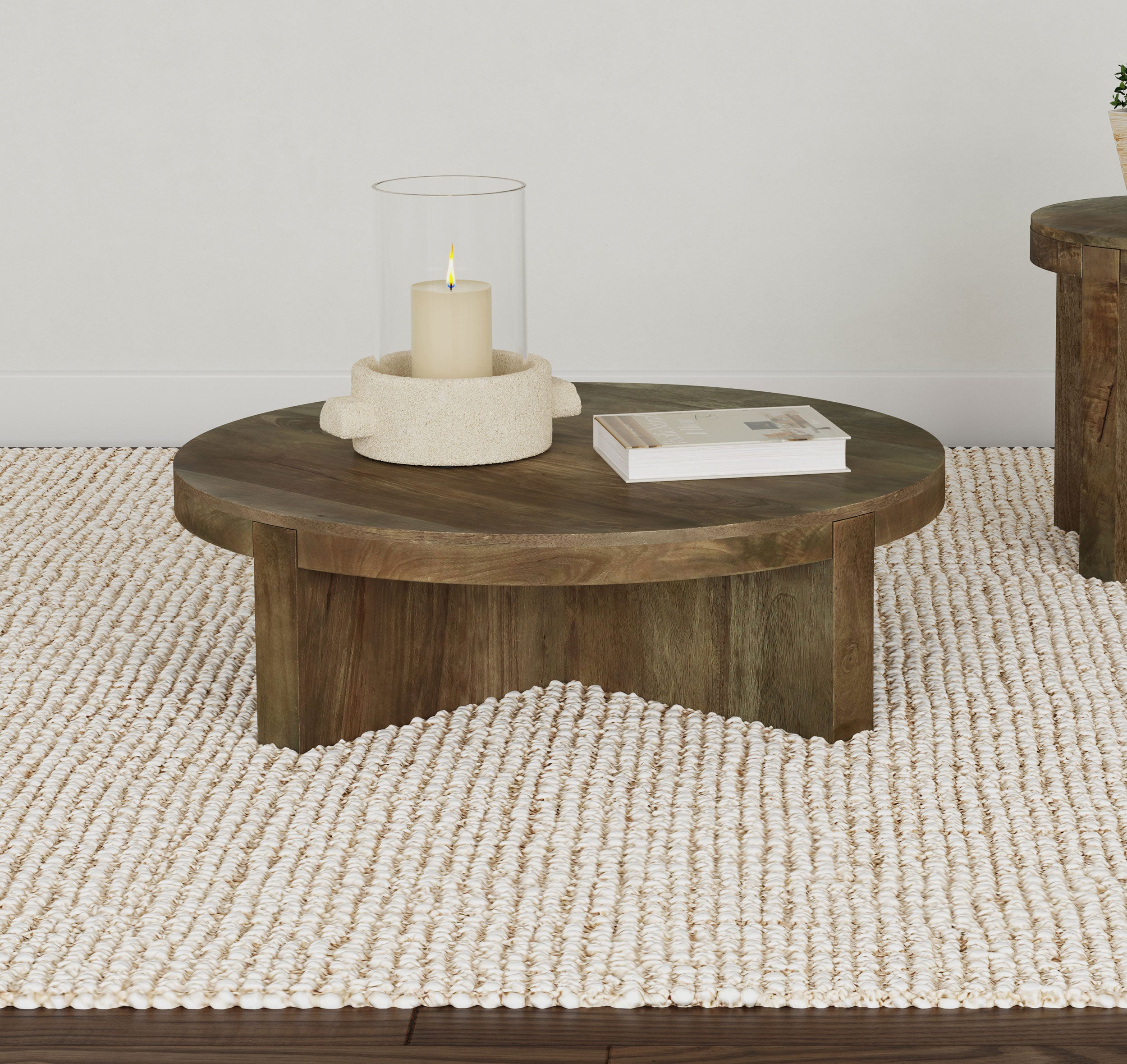 Kinkaid Round Solid Mango Wood Coffee Table Brown — view 2