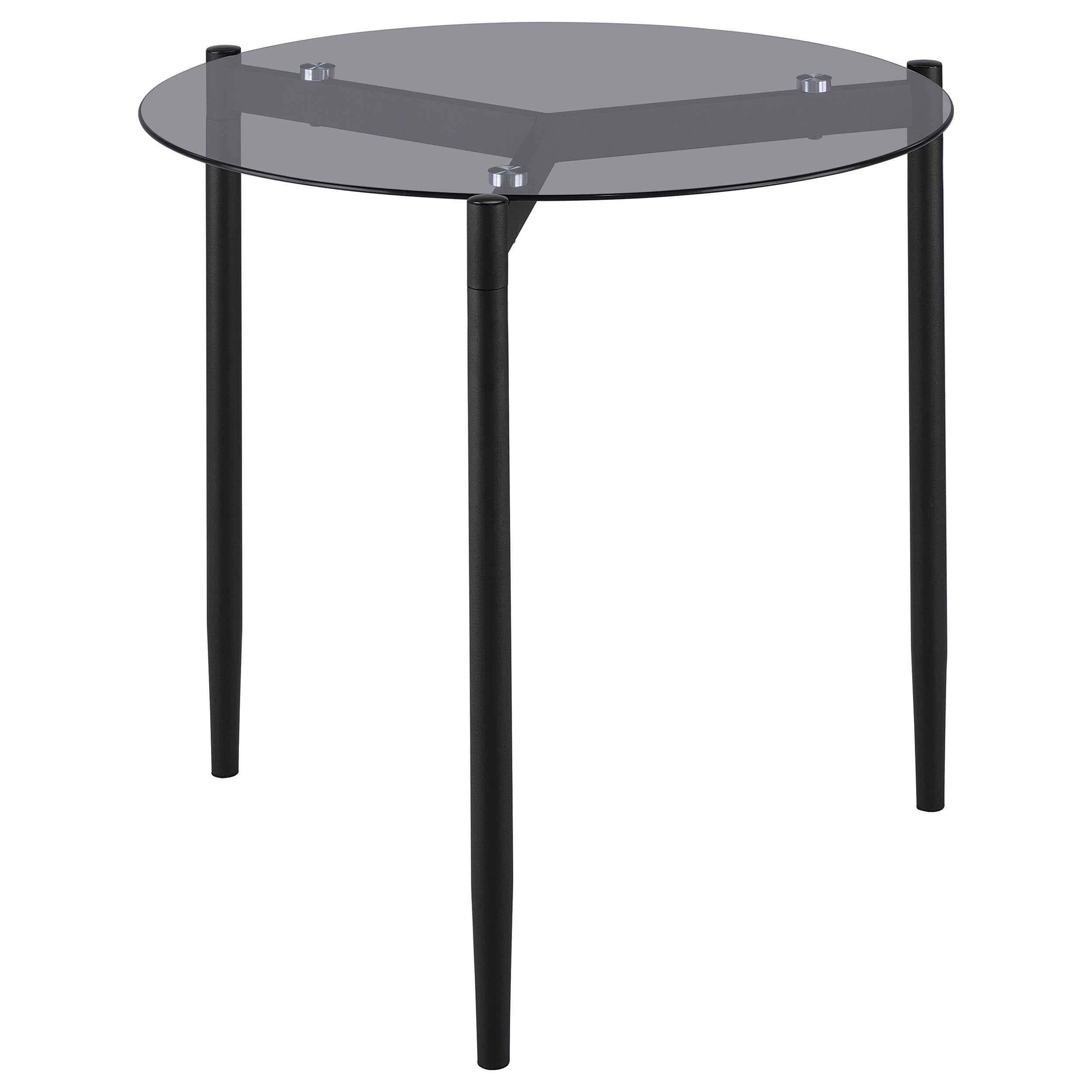 Rosalie Round Smoked Glass Top End Table Grey — view 1
