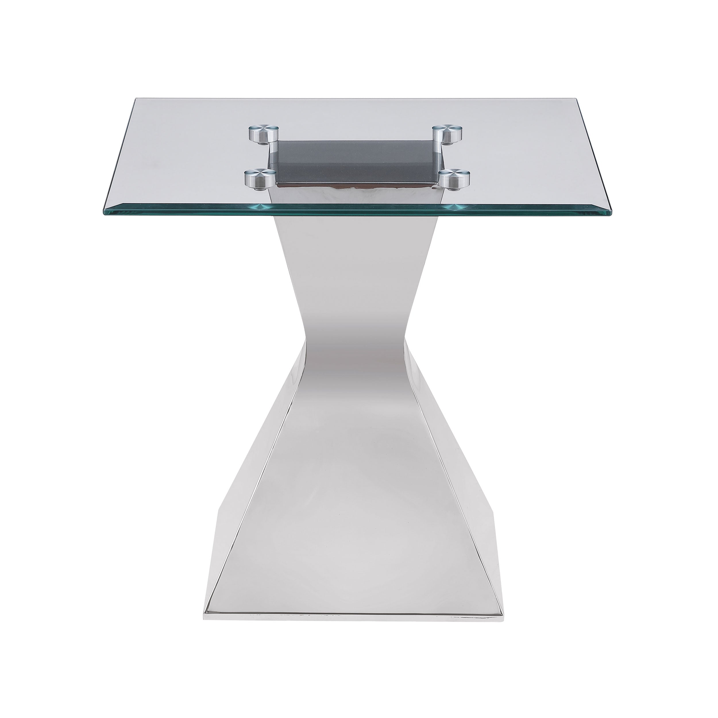 Jenny Glass Top Stainless Steel Side End Table Chrome — view 3