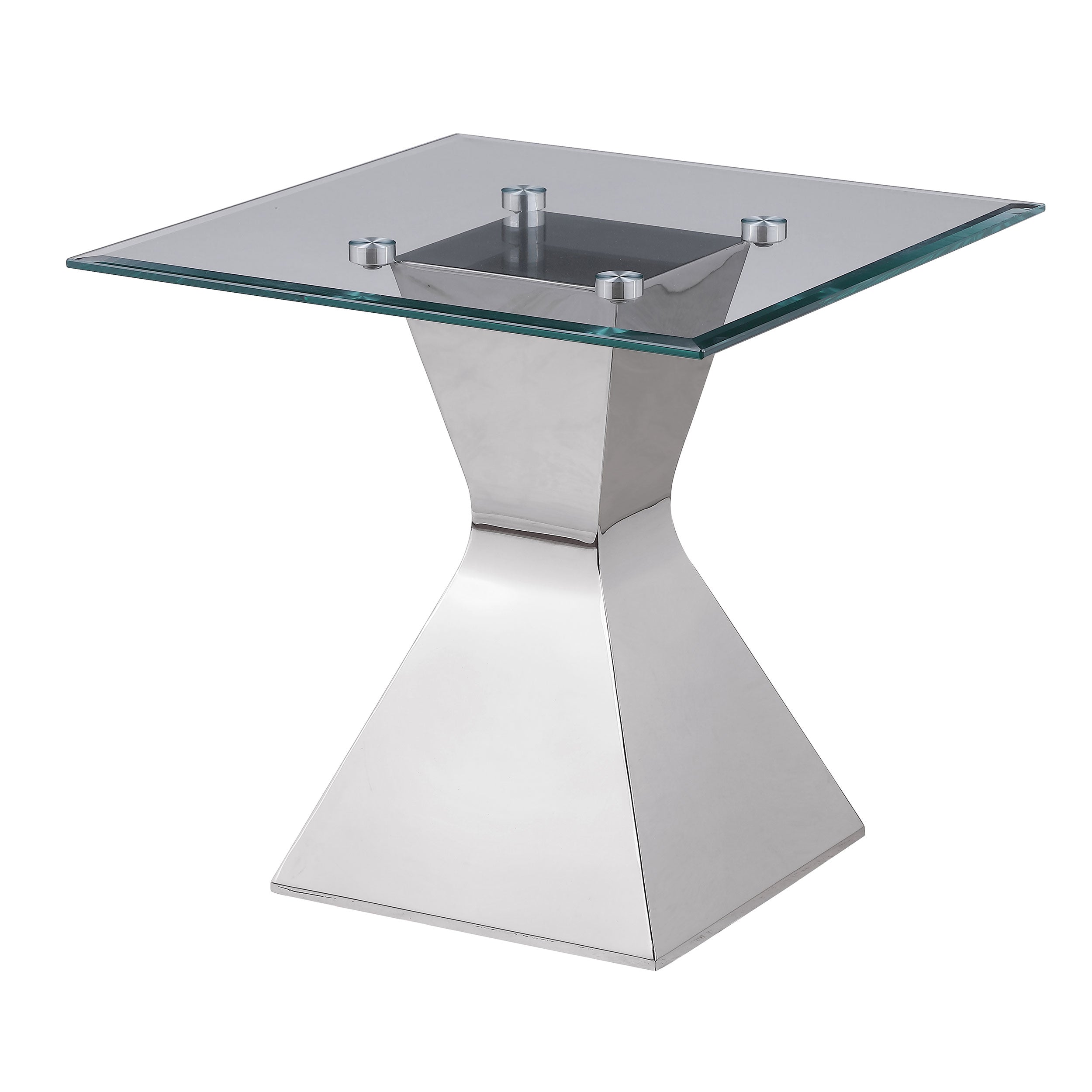 Jenny Glass Top Stainless Steel Side End Table Chrome — view 4