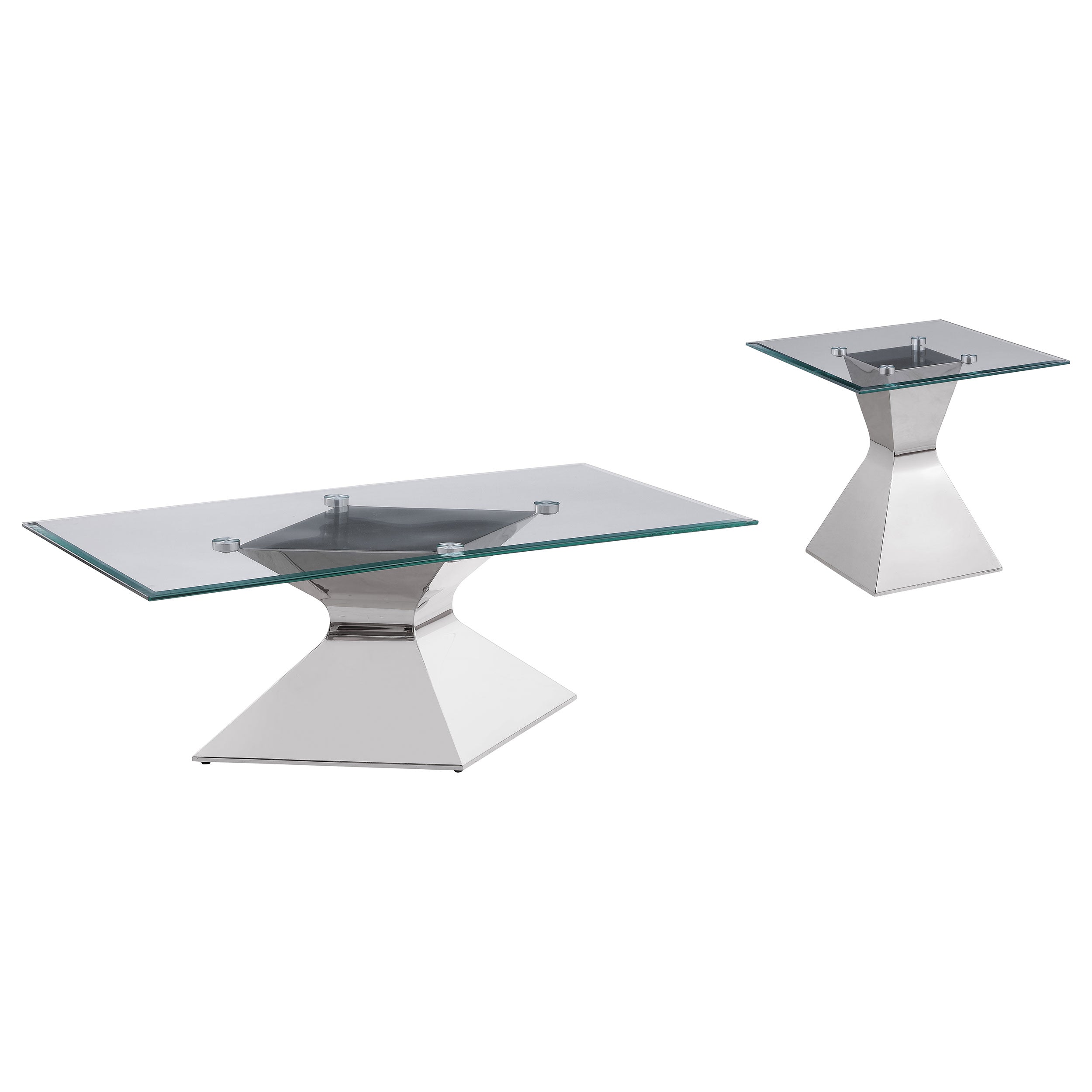 Jenny 2-piece Rectangular Coffee and End Table Set Chrome — view 2