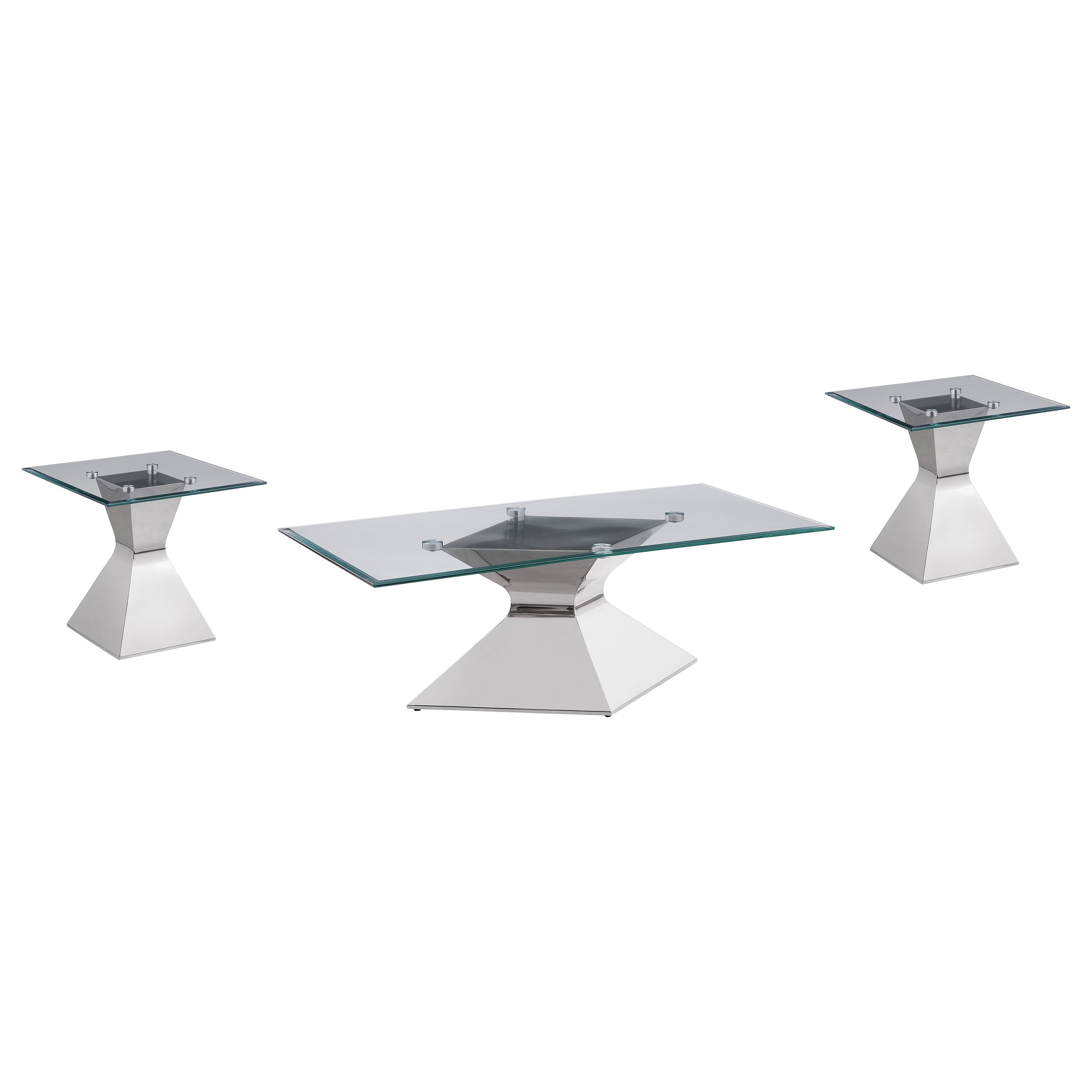 Jenny 3-piece Rectangular Coffee and End Table Set Chrome — view 2