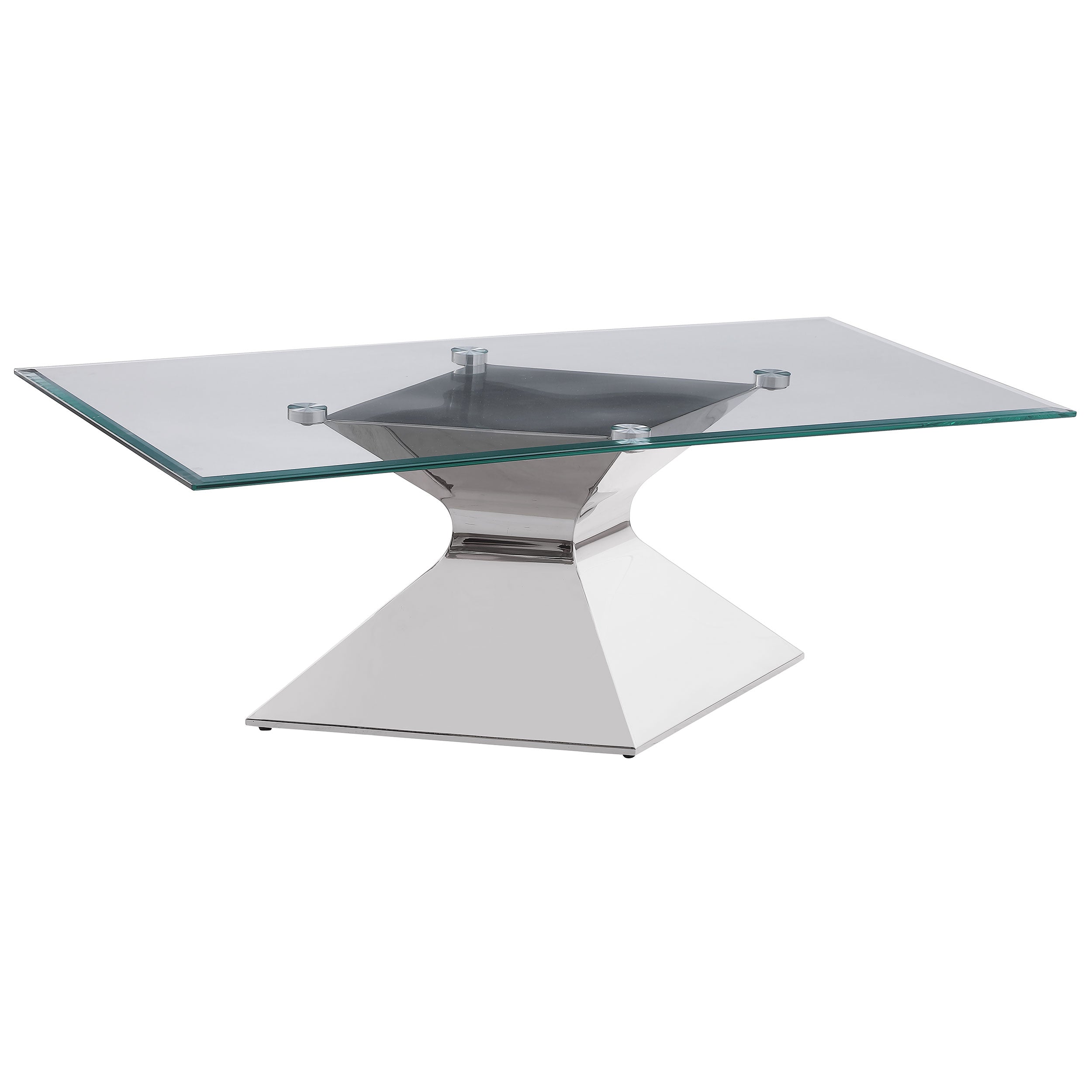 Jenny Glass Top Stainless Steel Coffee Table Chrome — view 1