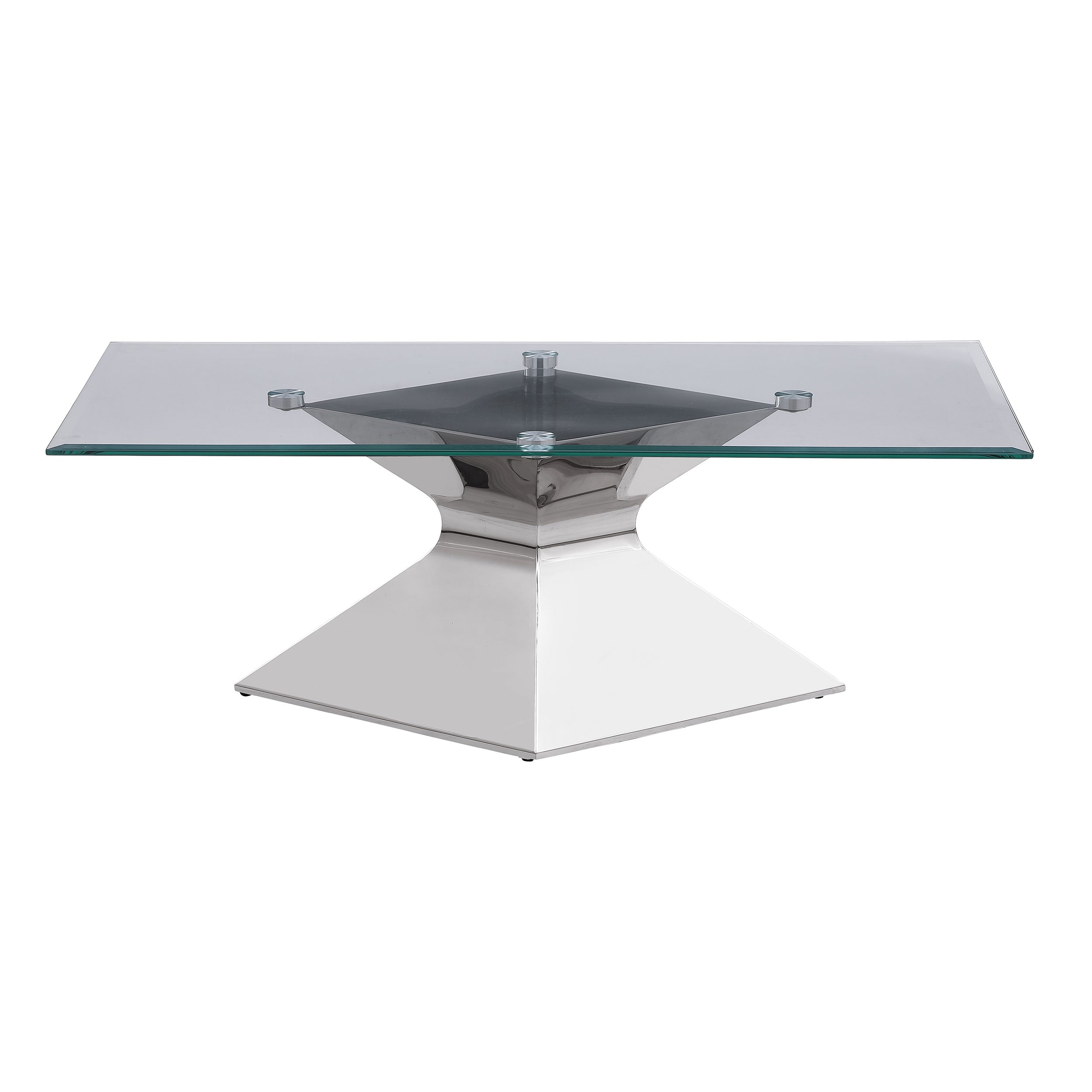 Jenny Glass Top Stainless Steel Coffee Table Chrome — view 3