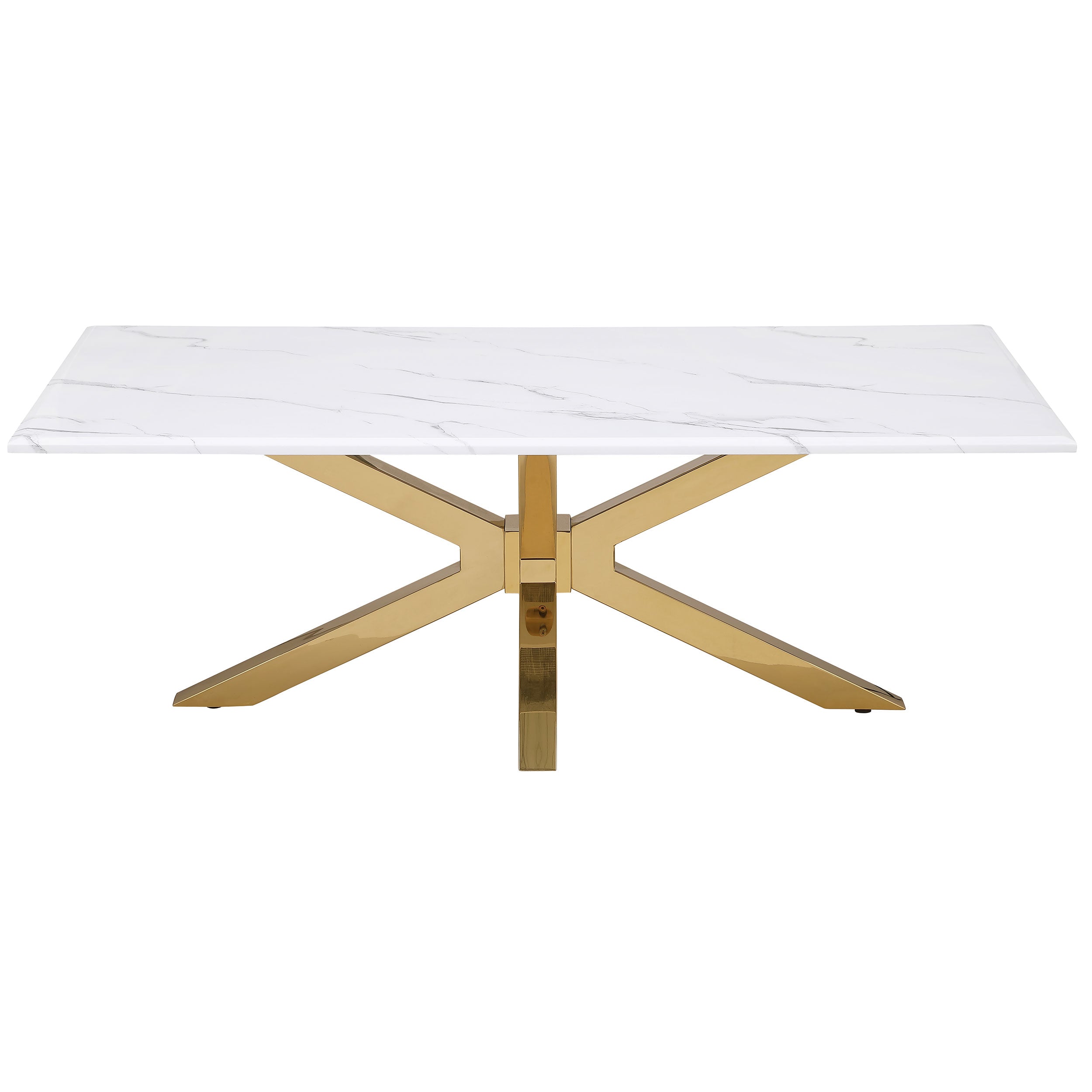 Visalia Faux Marble Top Stainless Steel Coffee Table Gold — view 3