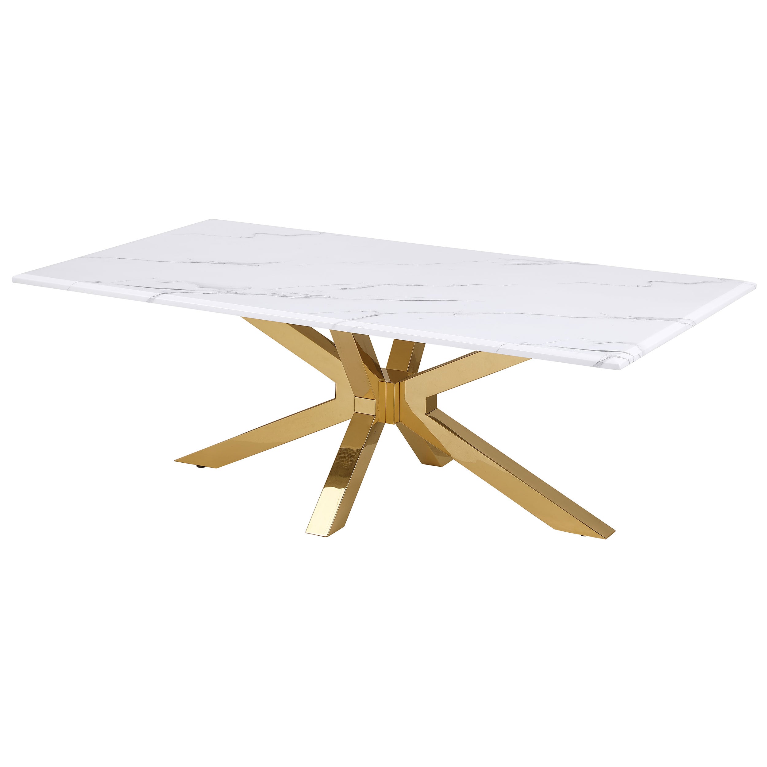 Visalia Faux Marble Top Stainless Steel Coffee Table Gold — view 4