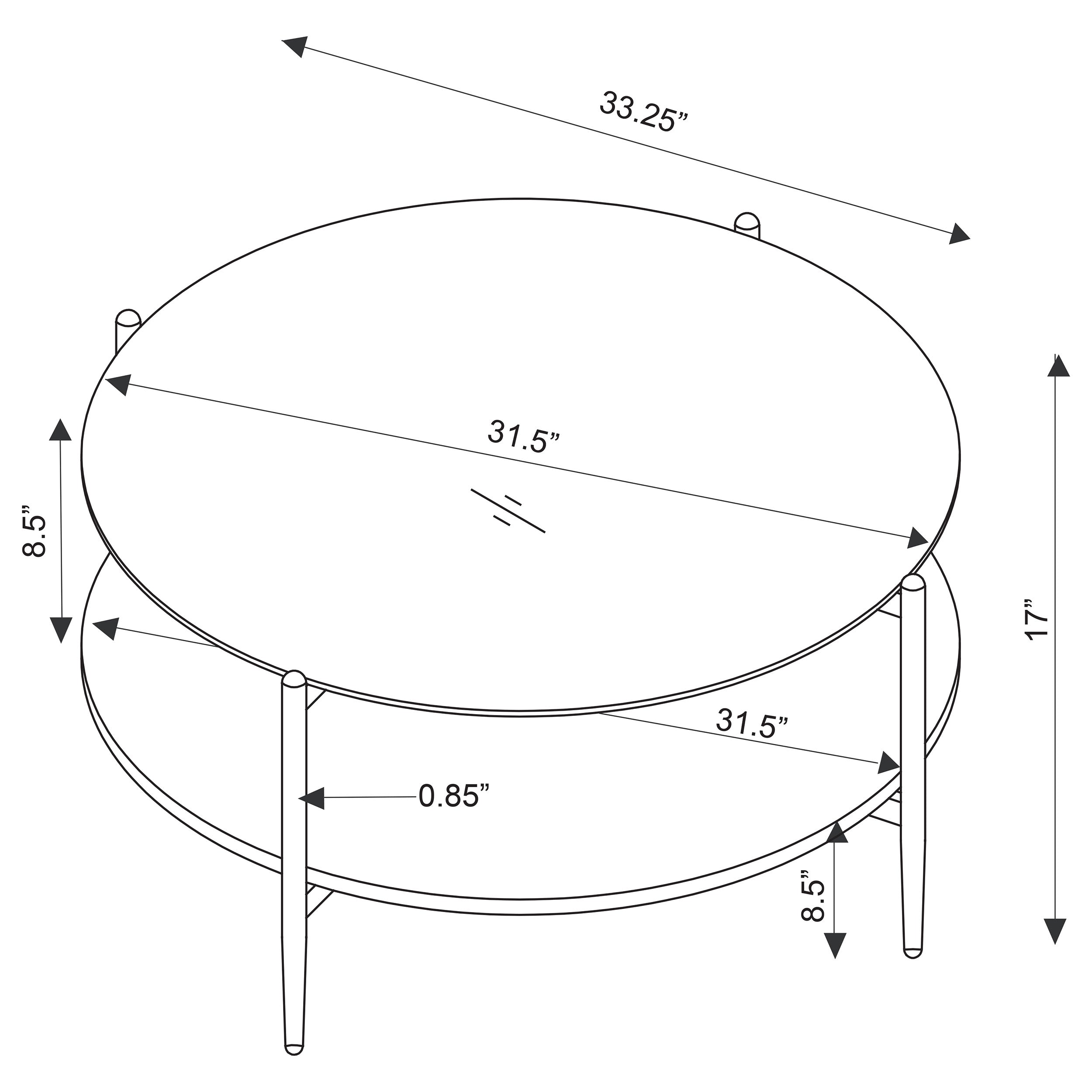 Jonelle Round Glass Top Coffee Table White Marble Shelf Gold — view 8