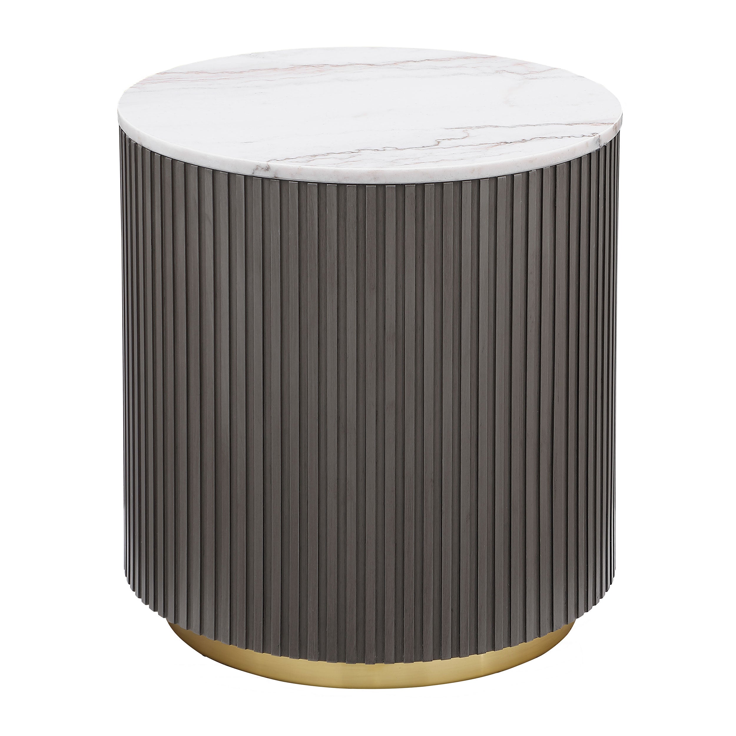 Jason Round White Marble Top Side End Table Charcoal — view 1