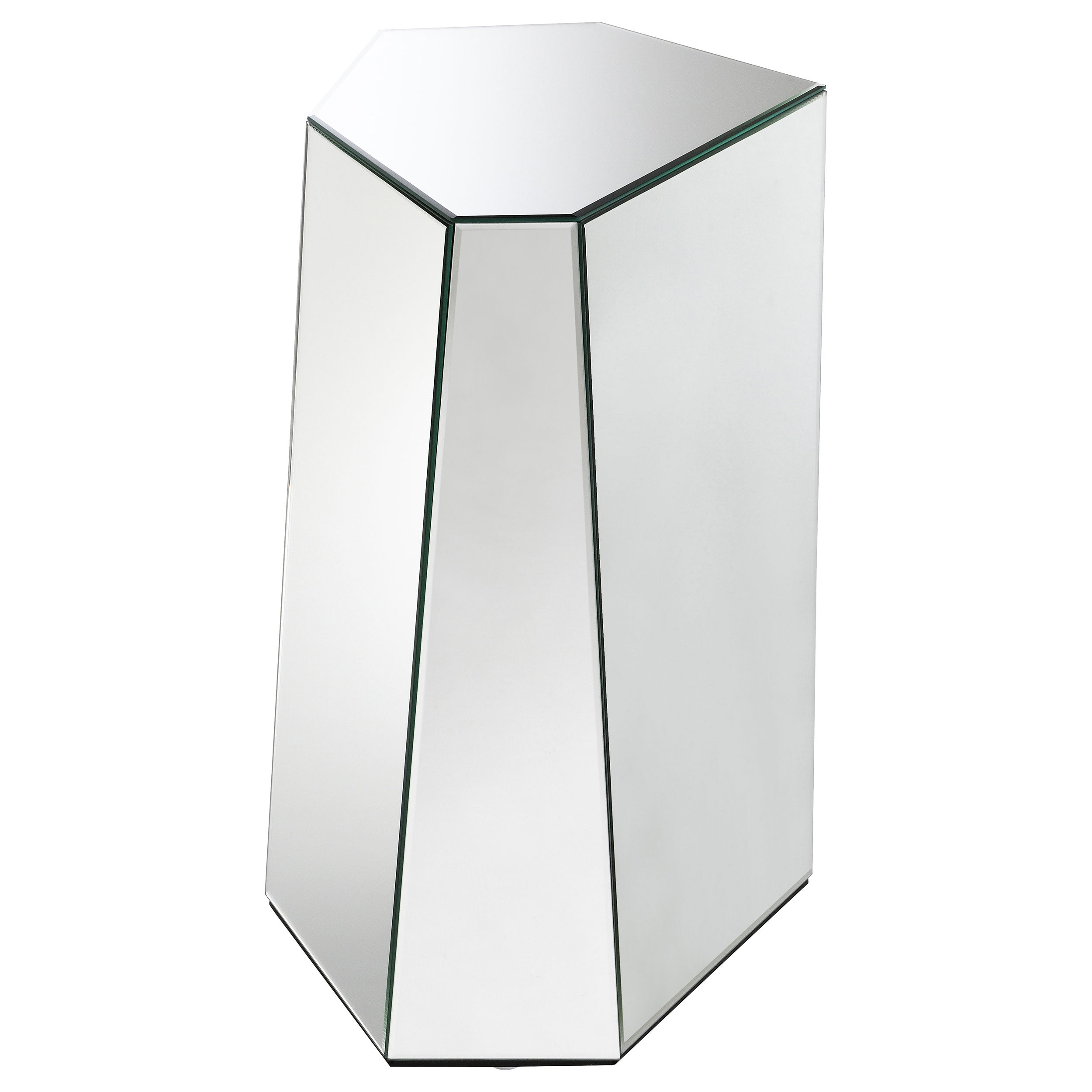 Capella Mirrored Abstract Geometric End Table Silver — view 5
