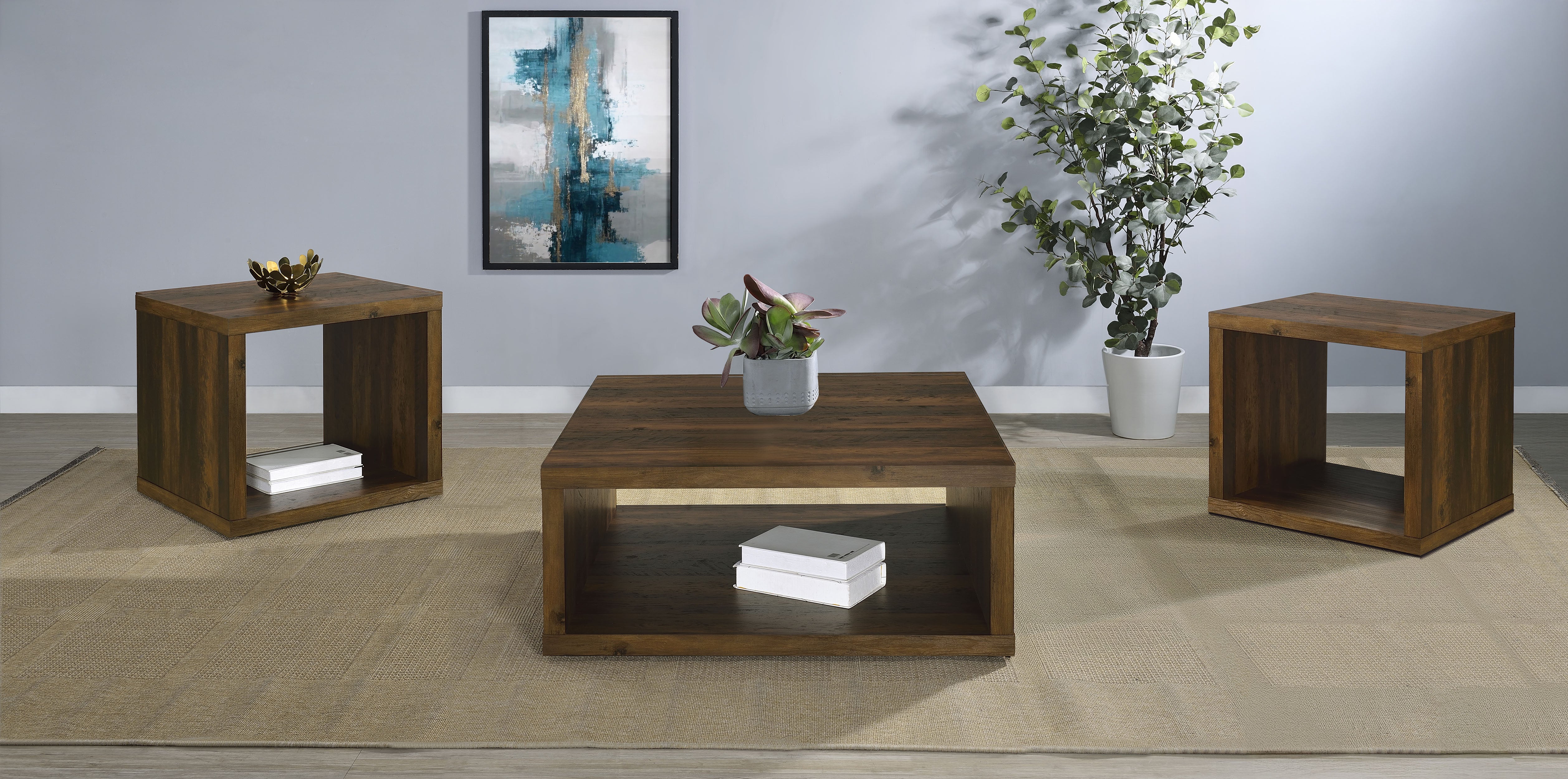 Frisco 3-piece Coffee and End Table Set Dark Pine — view 1