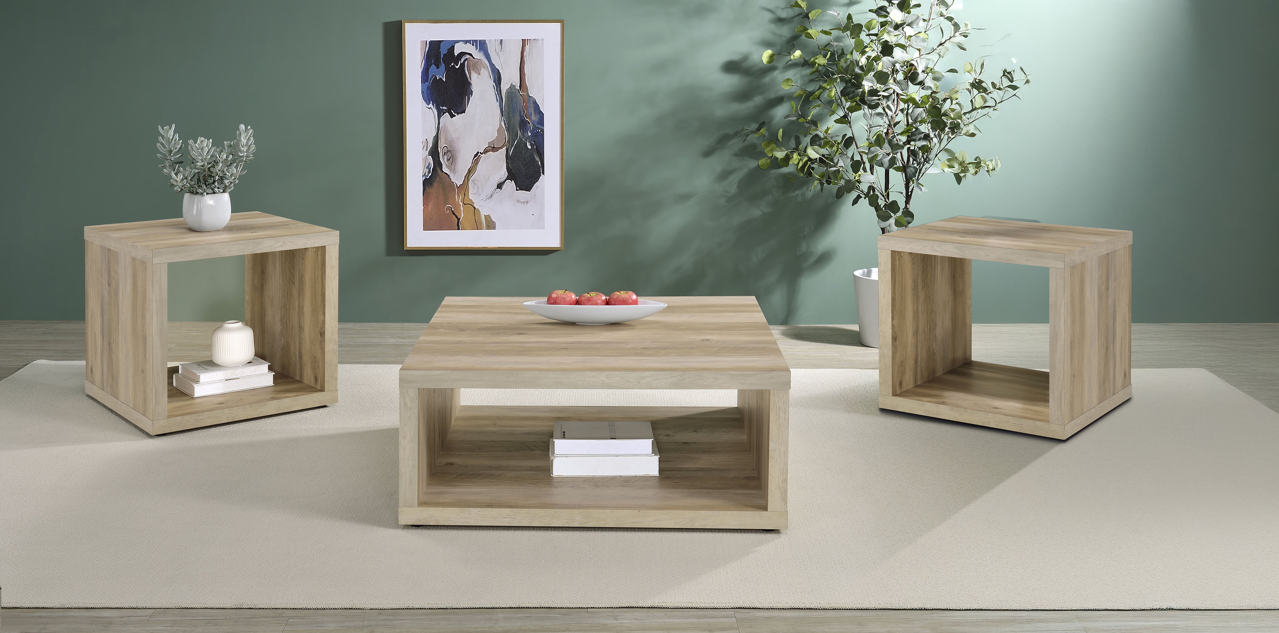 Frisco 3-piece Coffee and End Table Set Distressed Pine — view 1