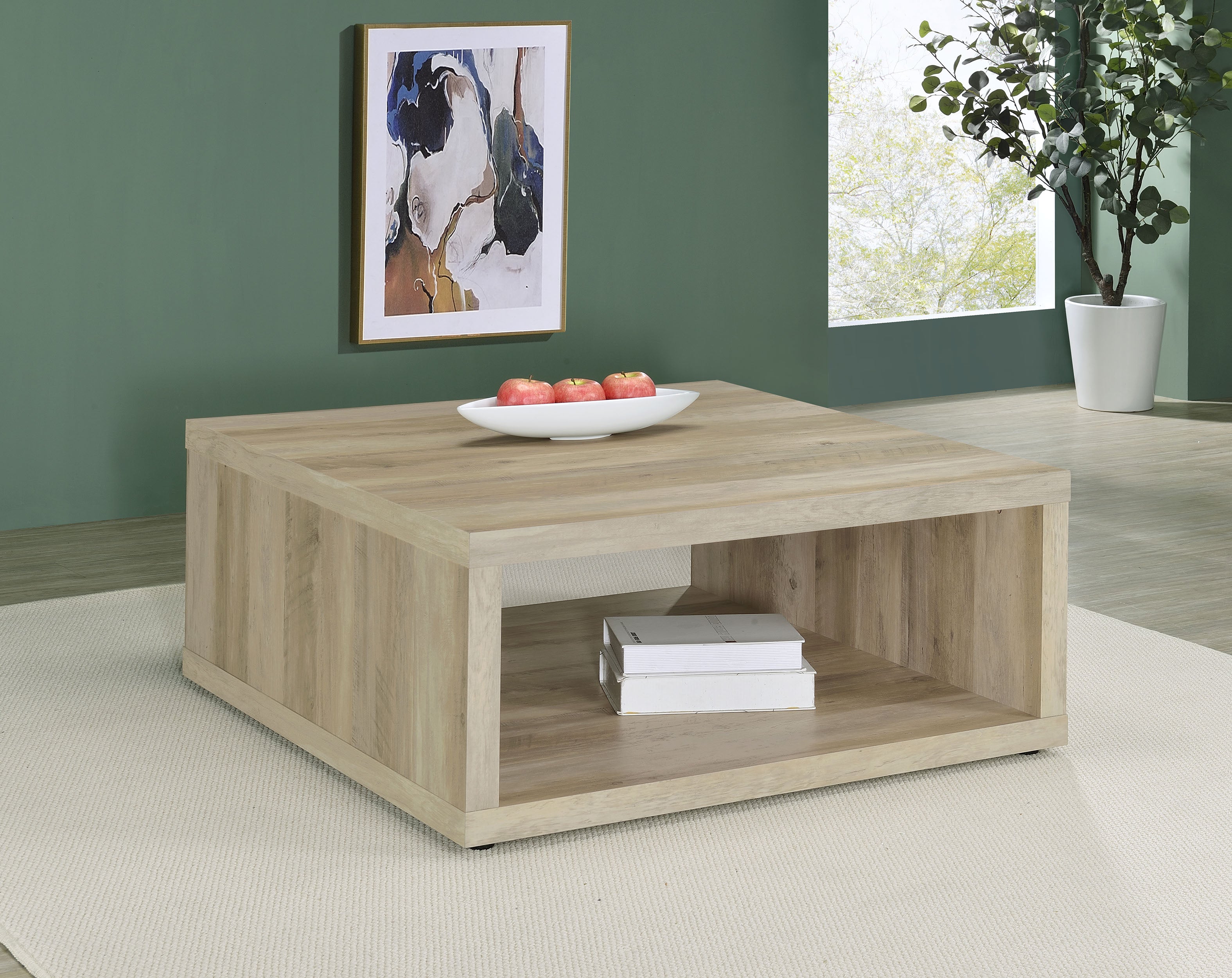 Frisco Square Engineered Wood Coffee Table Distressed Pine — view 2